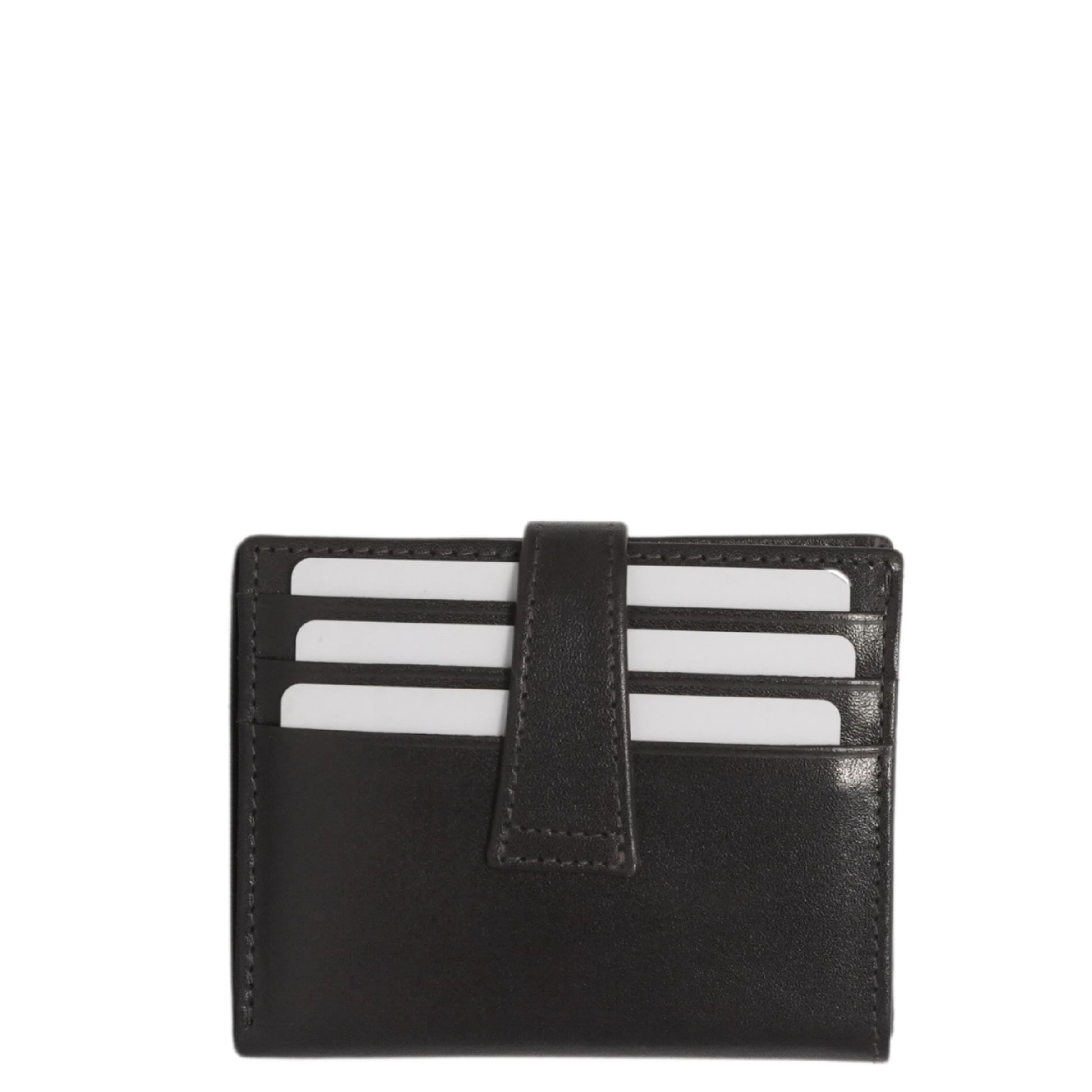 Black leather card holder backside