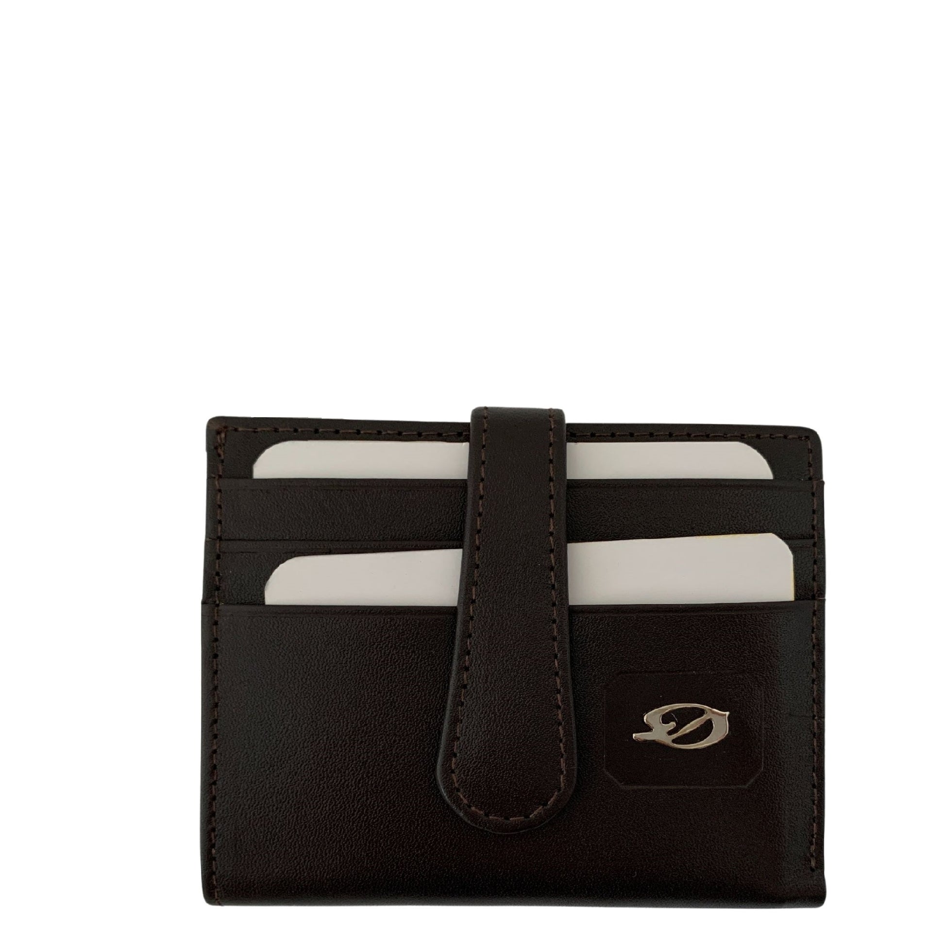 Brown leather card holder front side