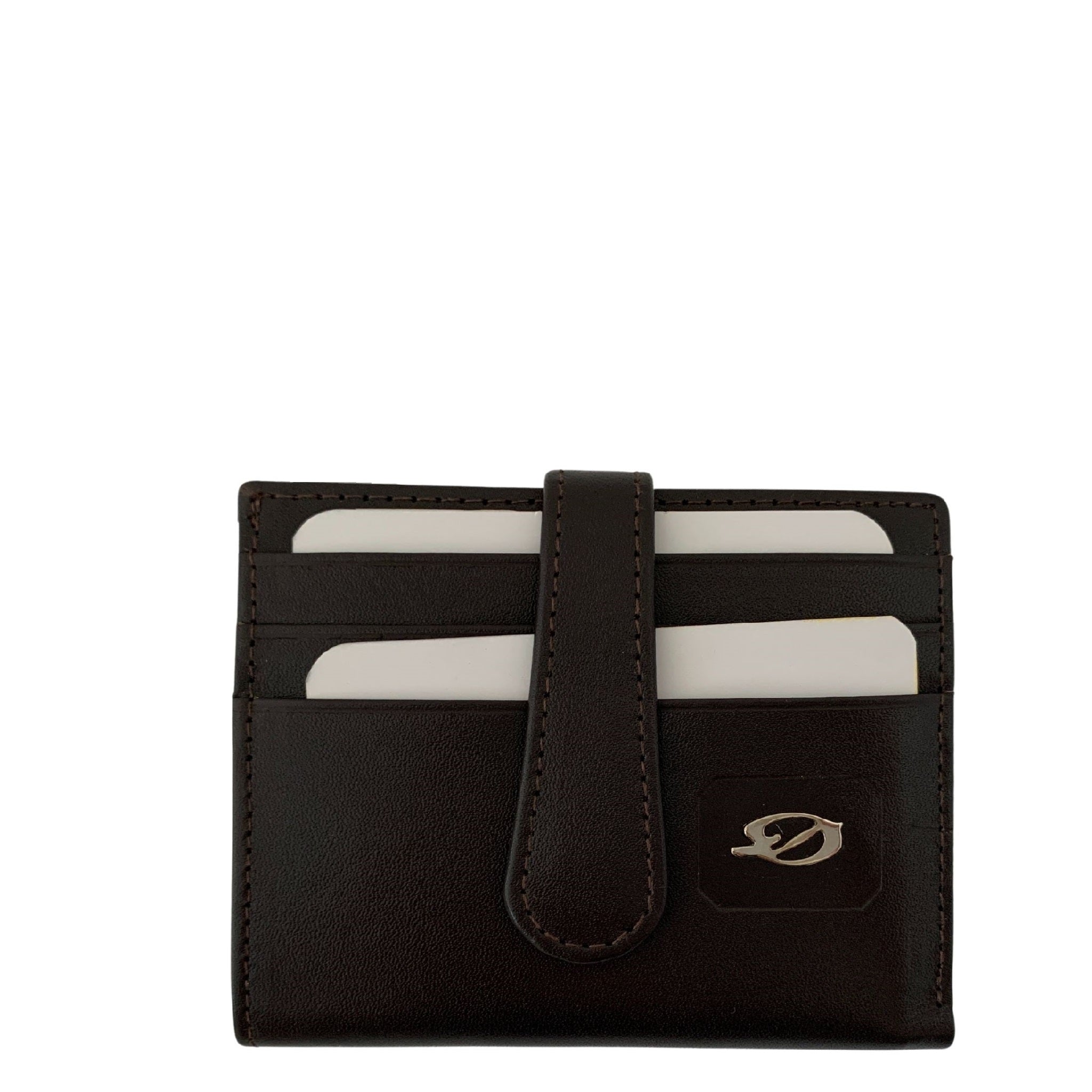 Brown leather card holder front side