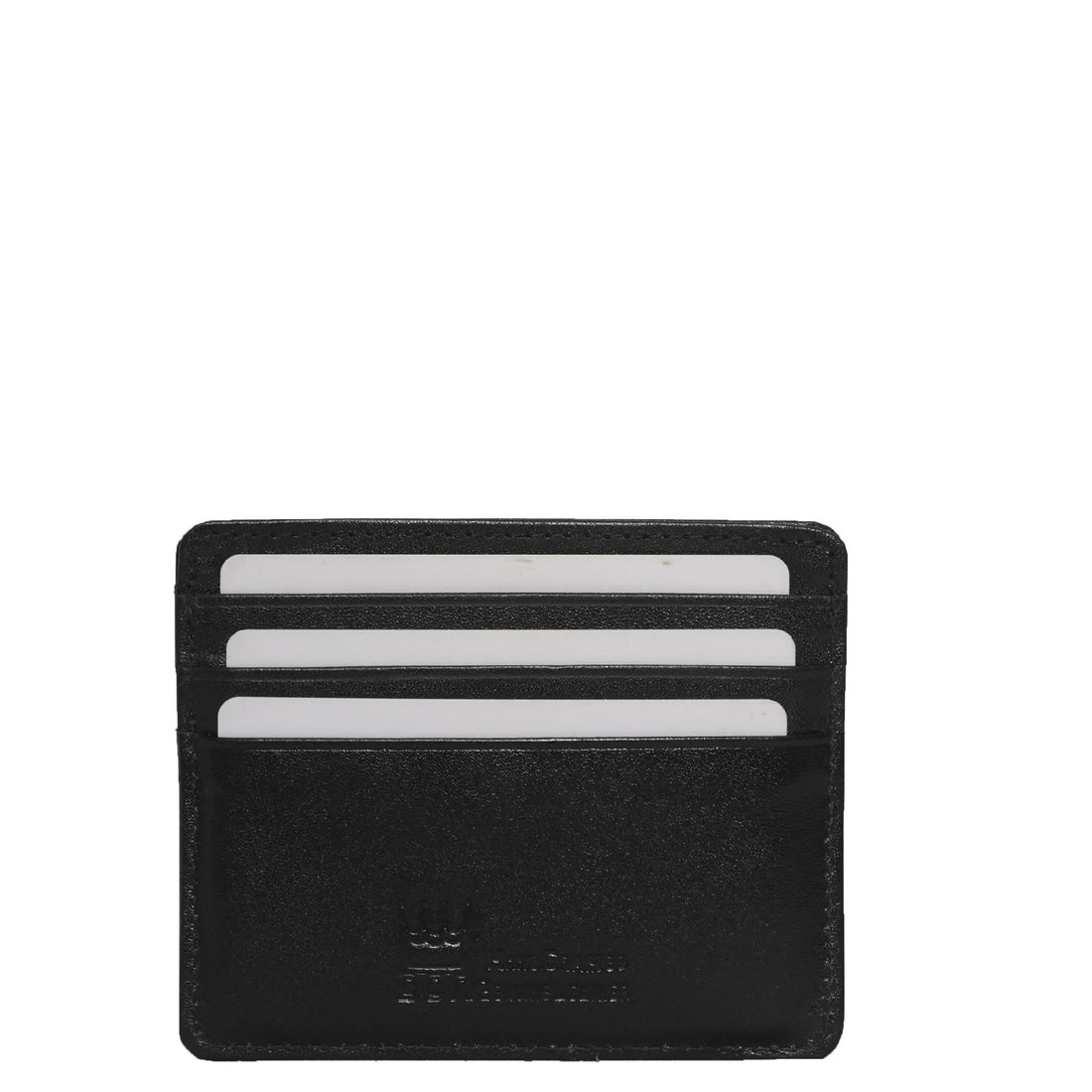 Black leather card holder front view