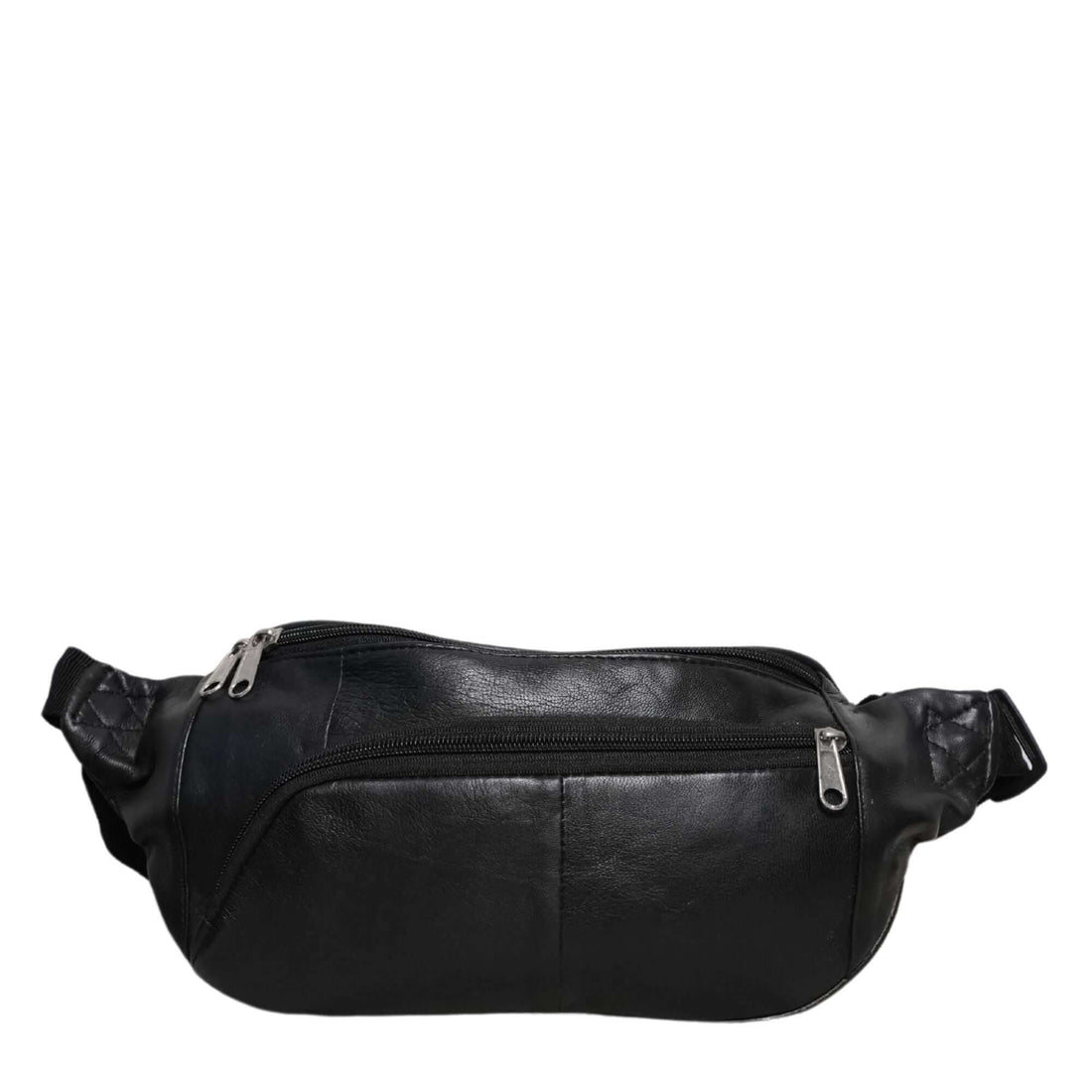 Black Sheepskin Leather Bumbag Front View