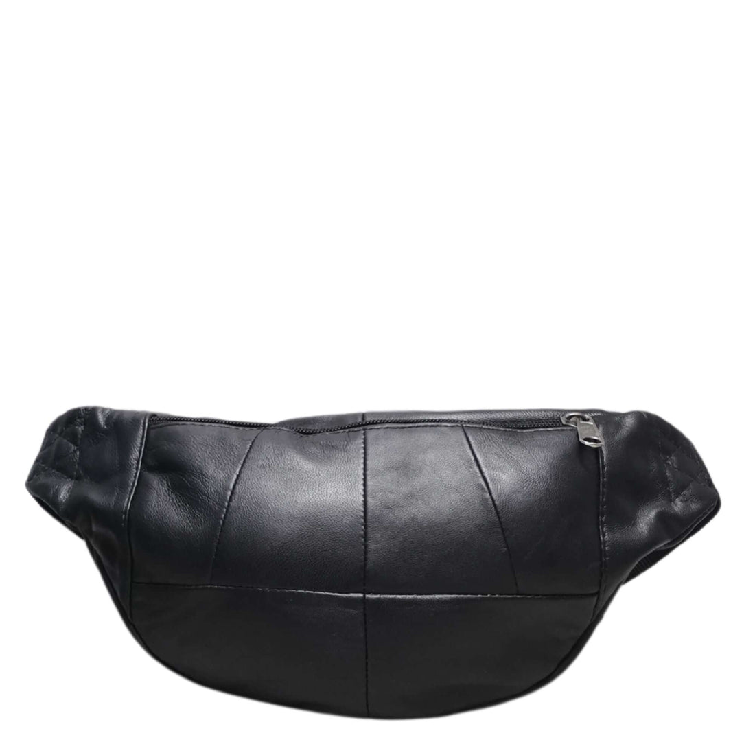 Black Sheepskin Leather Bumbag Front View