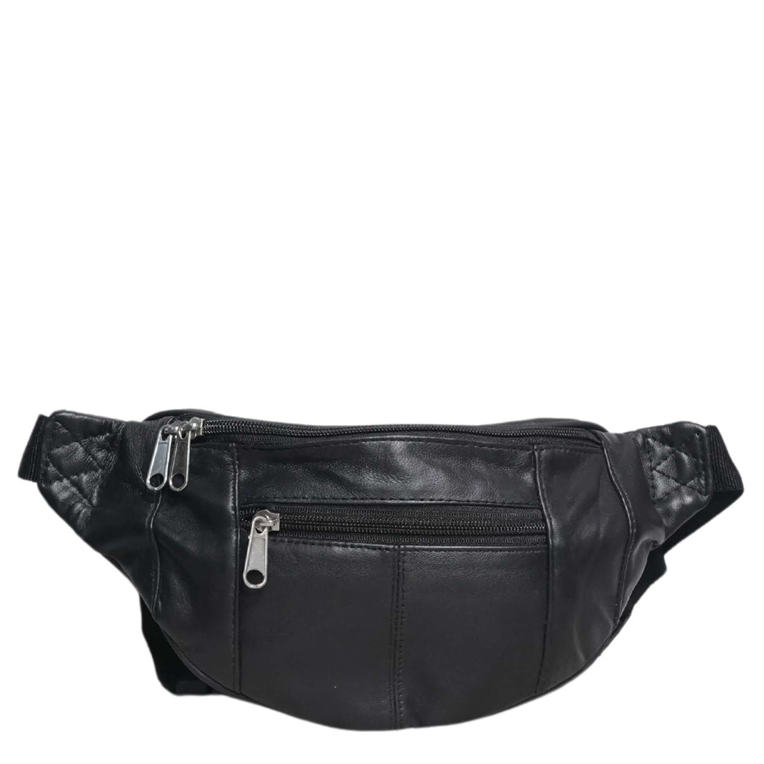 Black Sheepskin Leather Bumbag Front View