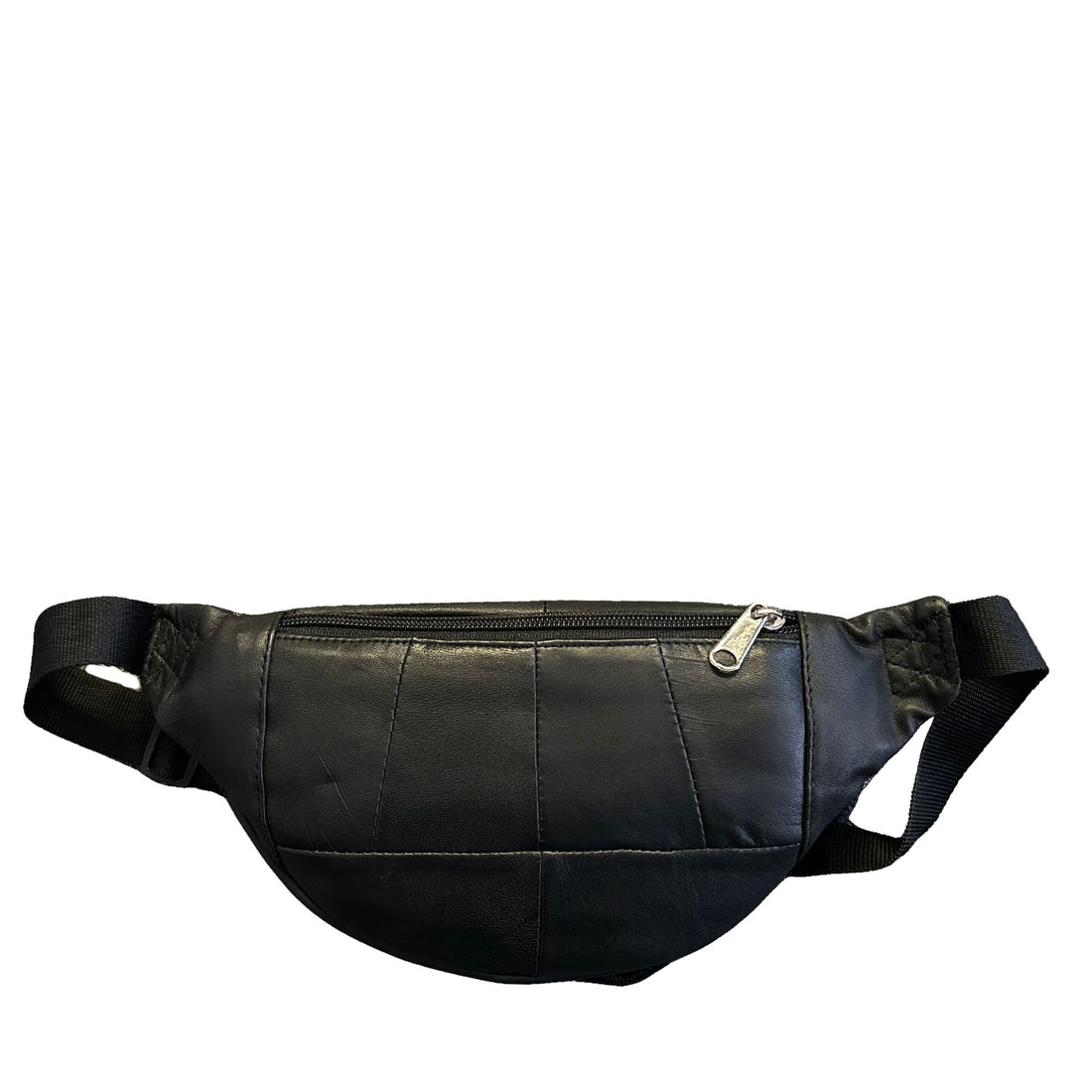 Black Sheepskin Leather Bumbag Front View