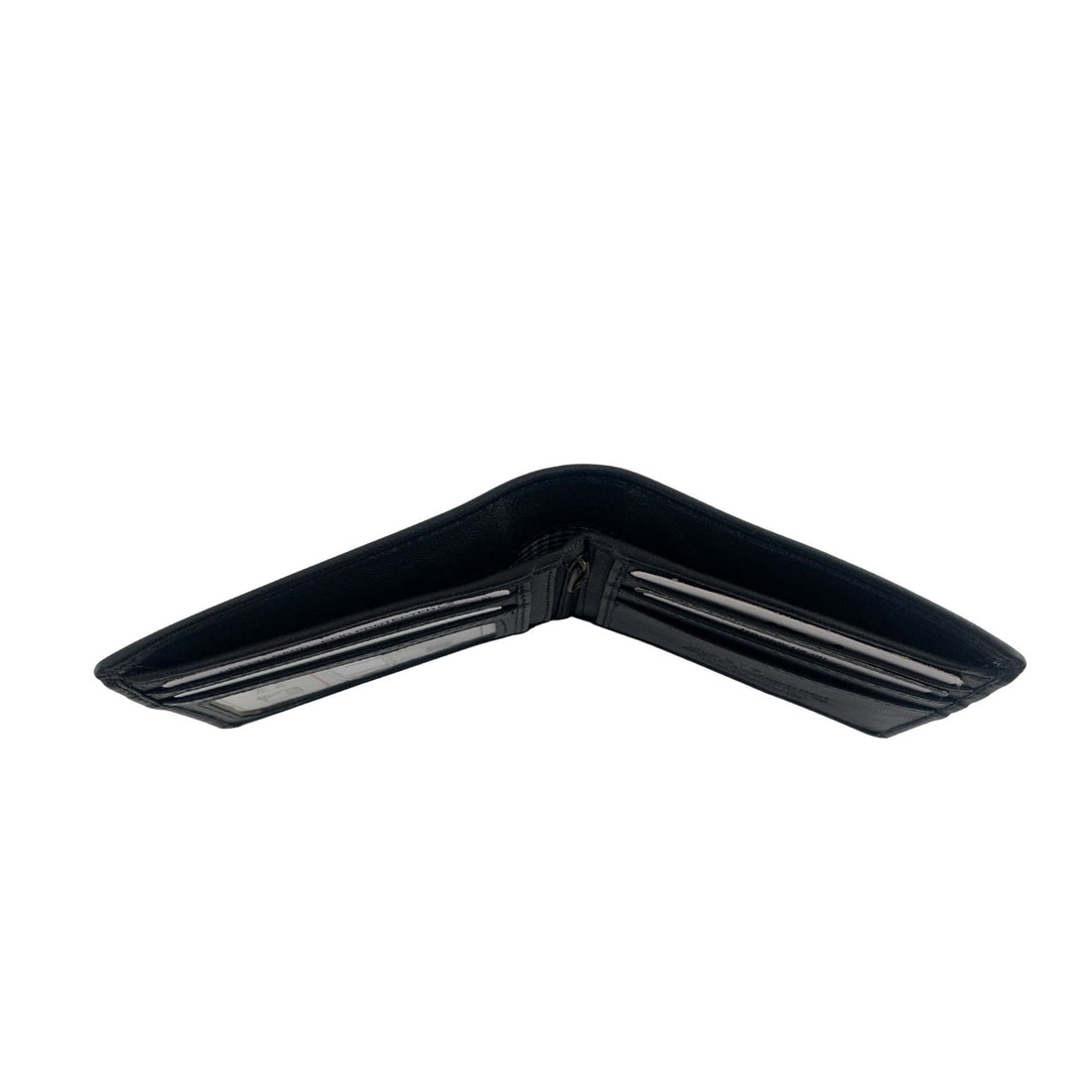 Black men's sheepskin leather wallet note compartment view