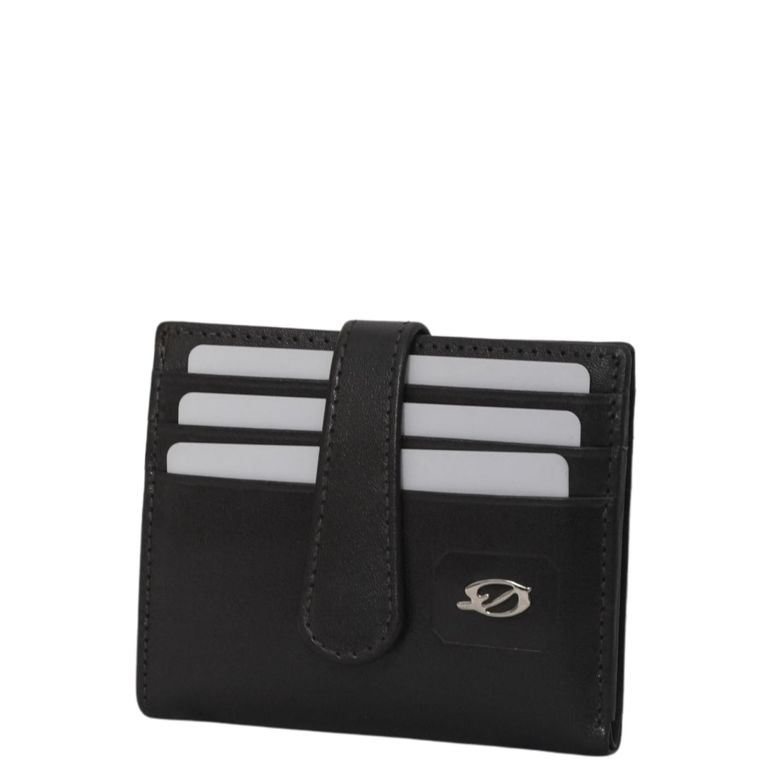 Black leather card holder front side