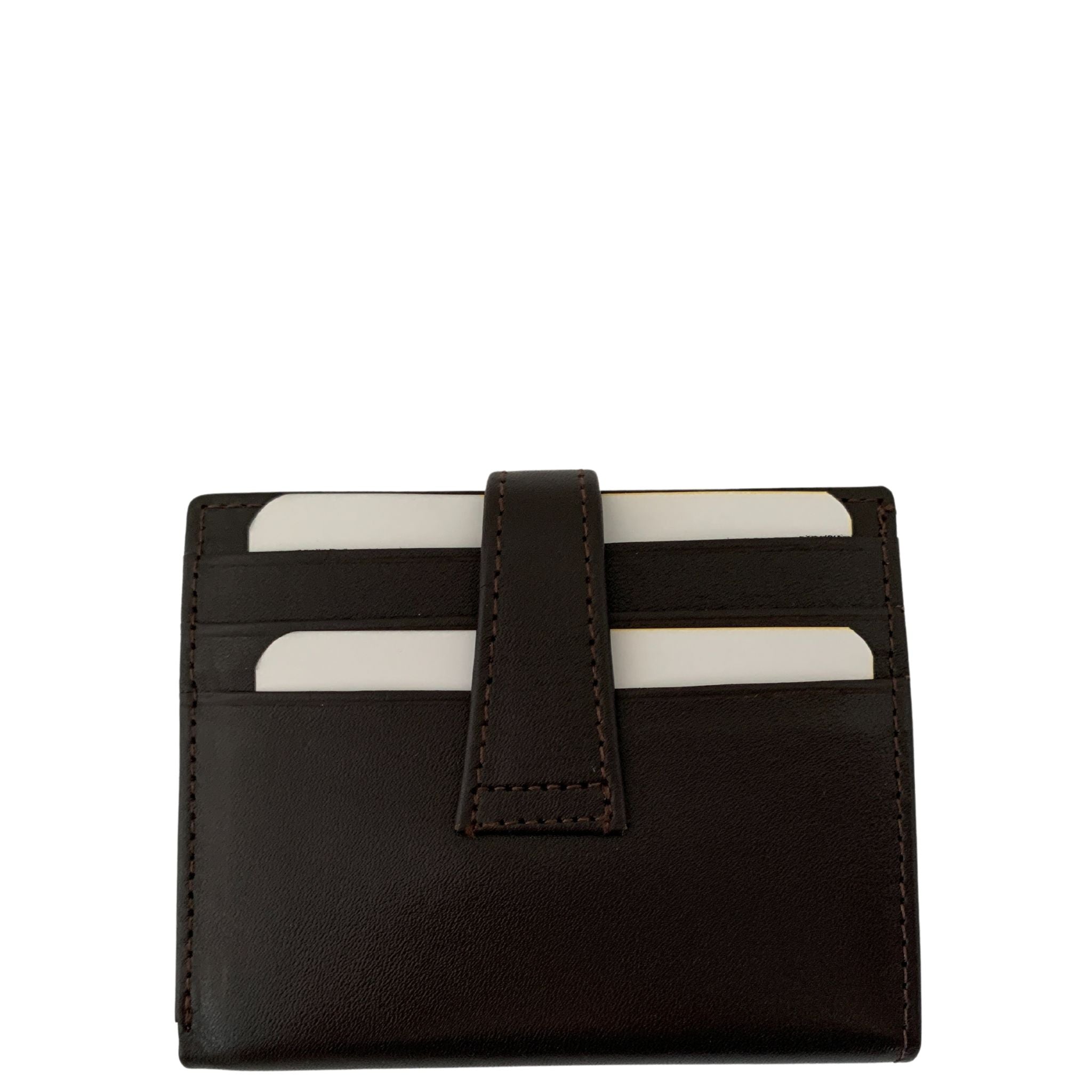 Brown leather card wallet back view