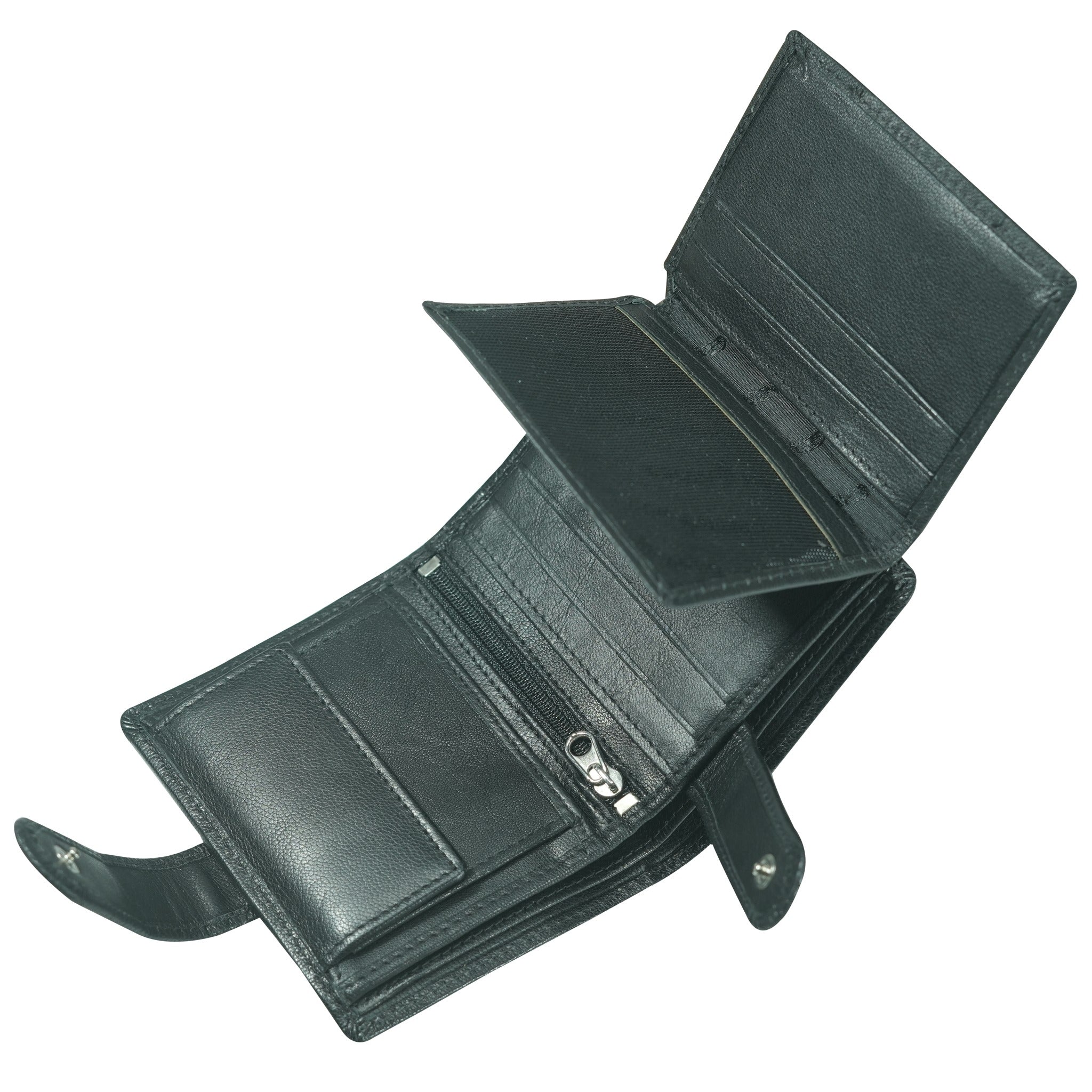 Black leather wallet on a white background