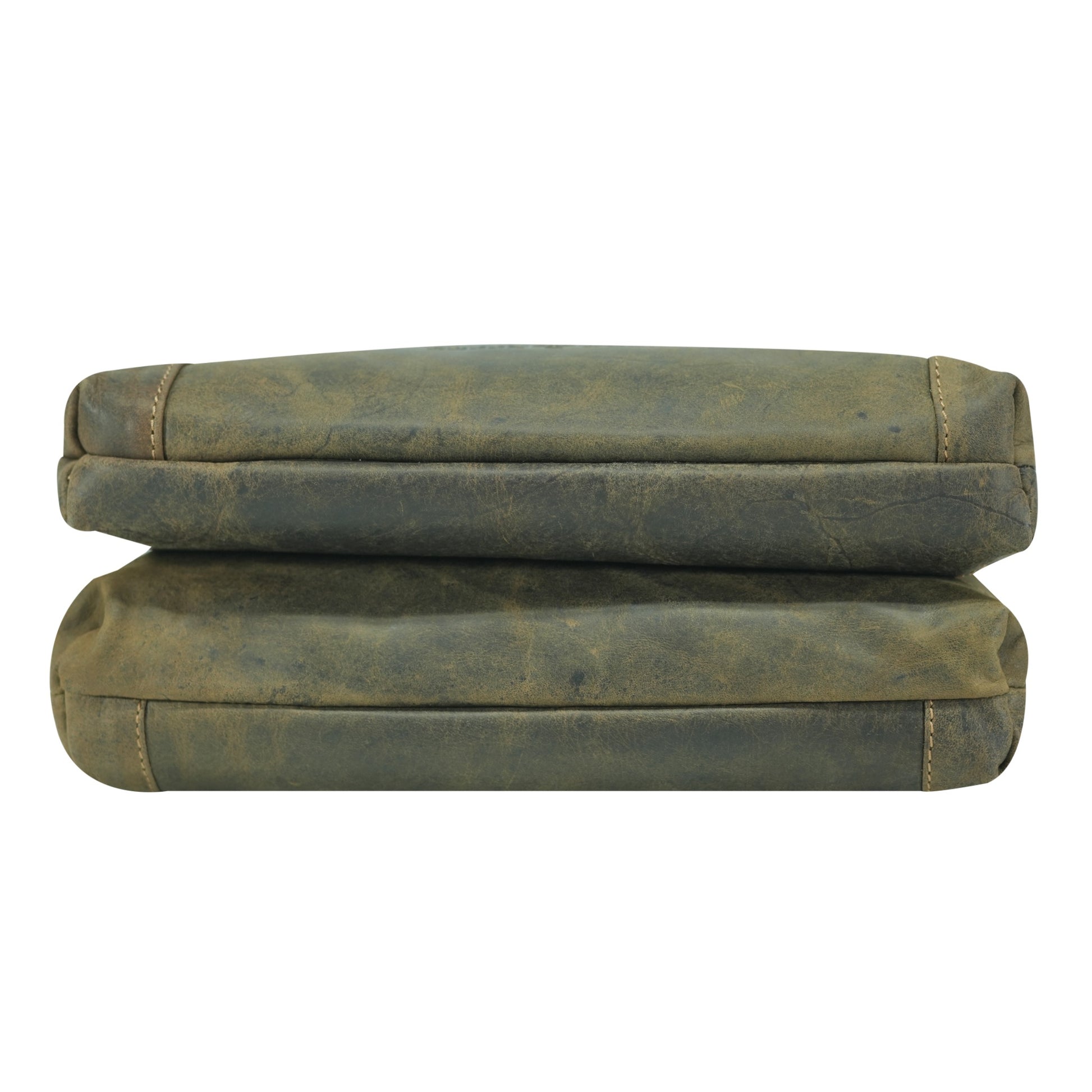 Khaki leather crossbody bag bottom view