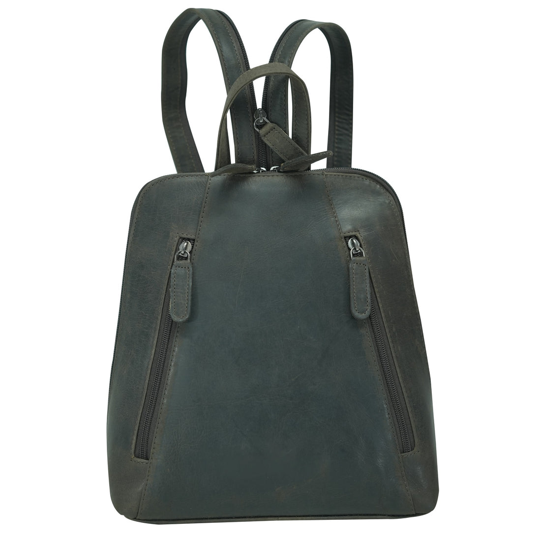 Brown leather backpack  front view