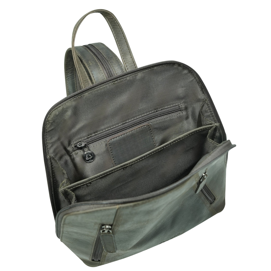 Brown leather backpack  front view