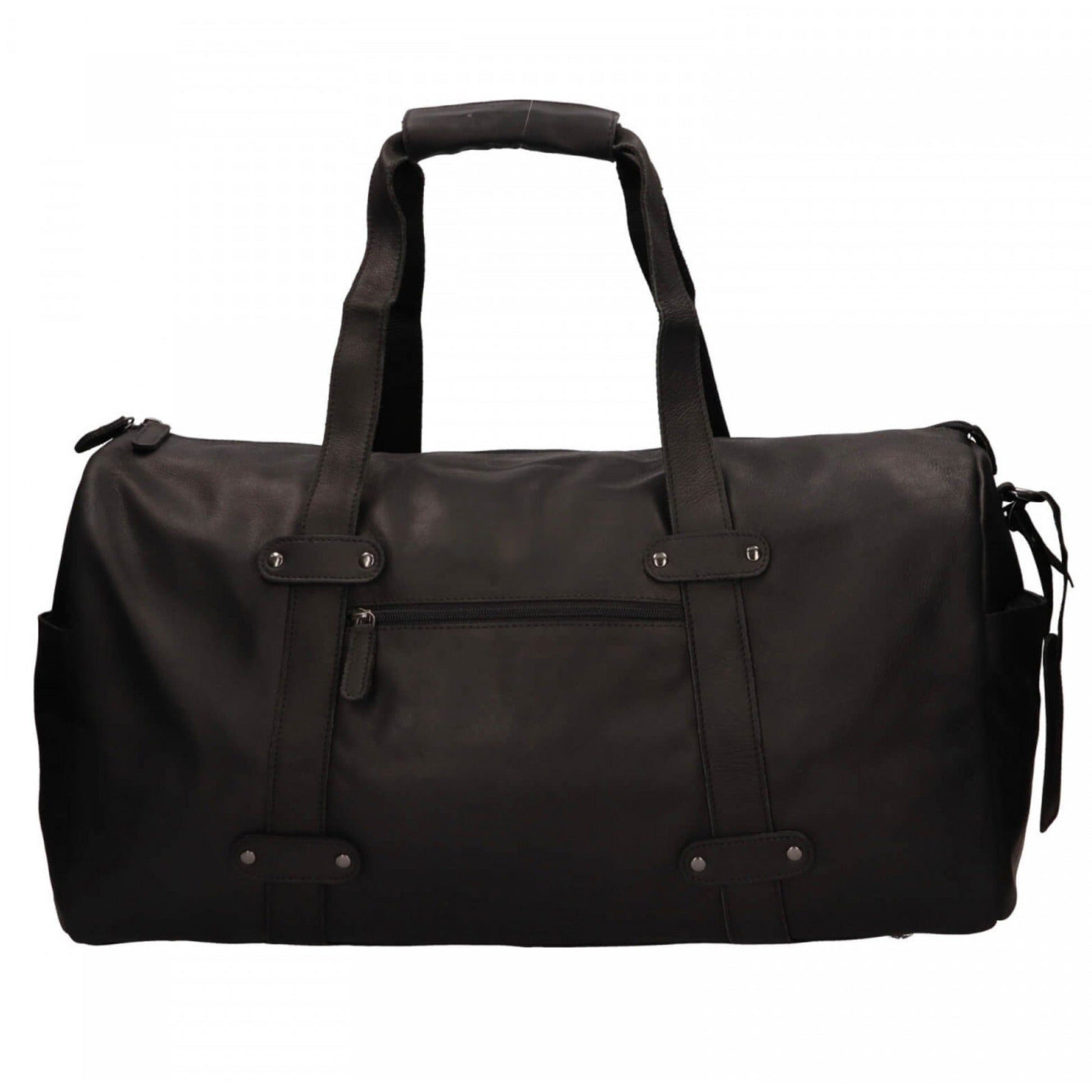 Black duffel bag front view