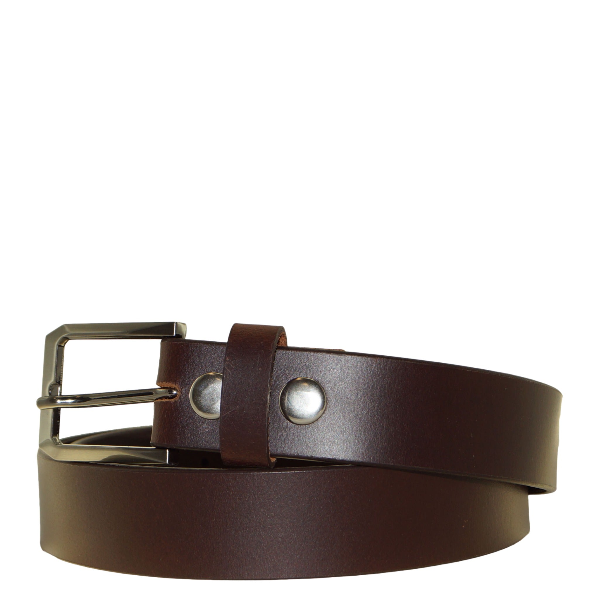 Brown Replaceable Square Buckle Leather Belt. 38mm width. Size 48"