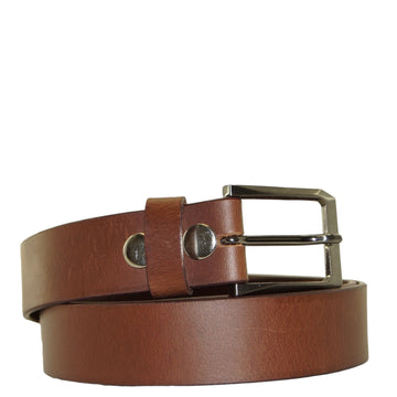 Tan Replaceable Square Buckle Leather Belt. 38mm width.