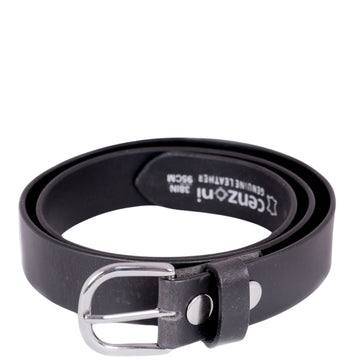 Black Replaceable Buckle Leather Belt 31 mm width