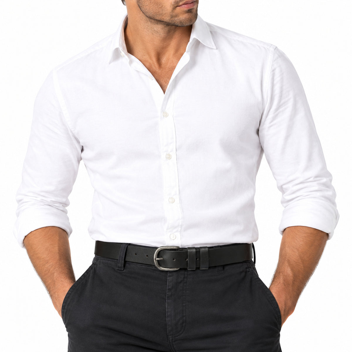 Classic Leather Belt Stitched Double Keeper 38mm - BOP1.75L(N)
