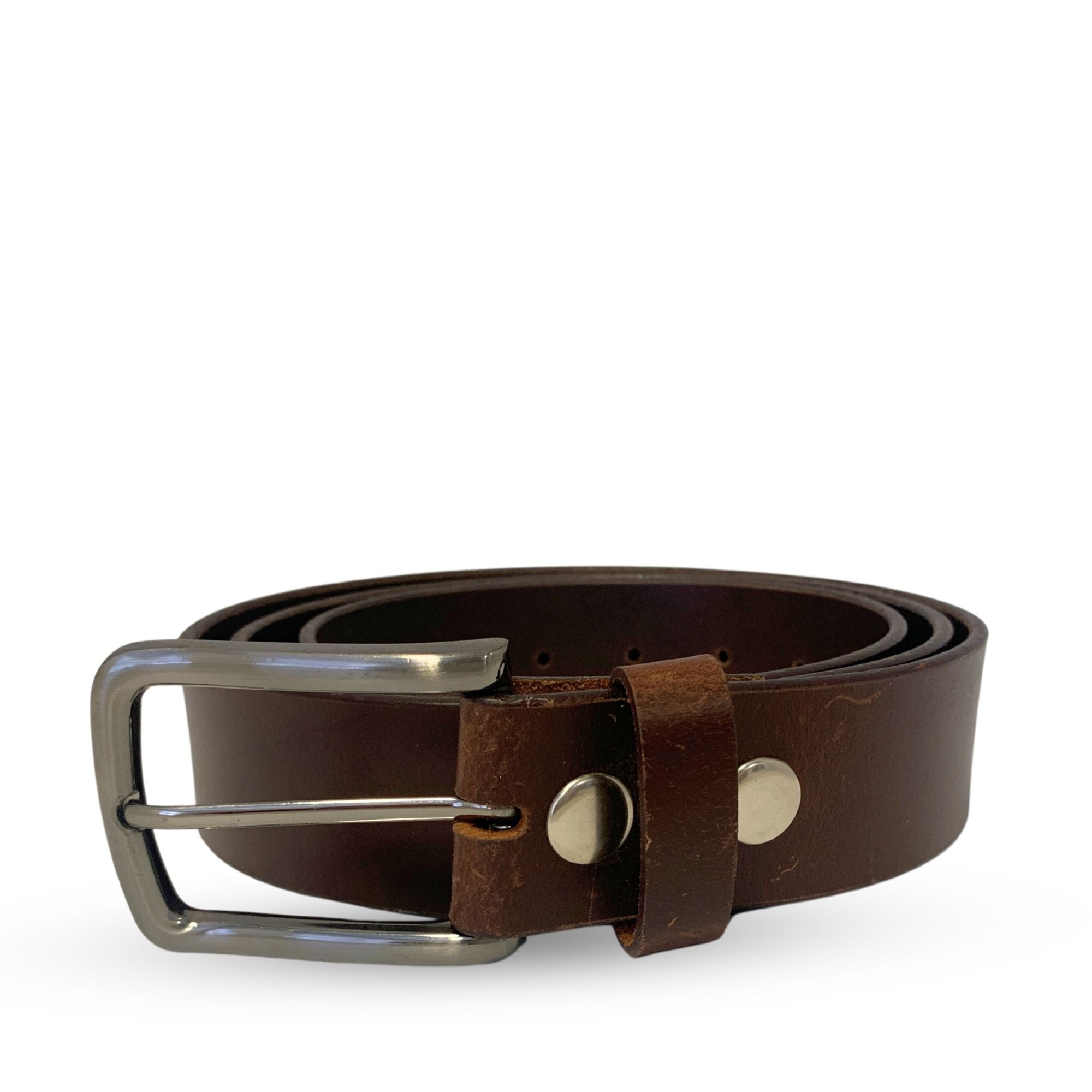 Brown Replaceable Square Buckle Leather Belt. Size 48"