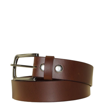 Tan Replaceable Square Buckle Leather Belt. 44mm width.