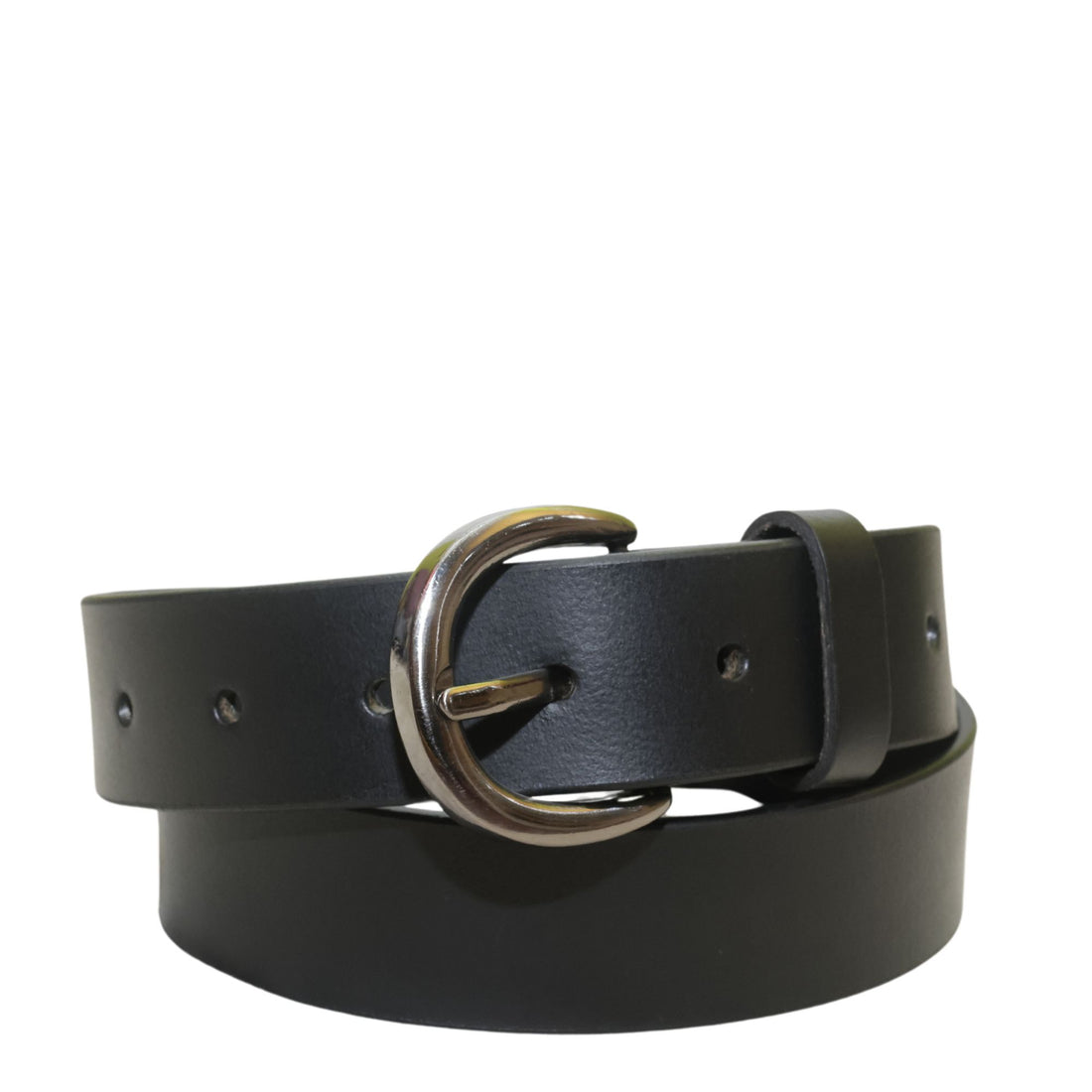 Black Replaceable Buckle Leather Belt