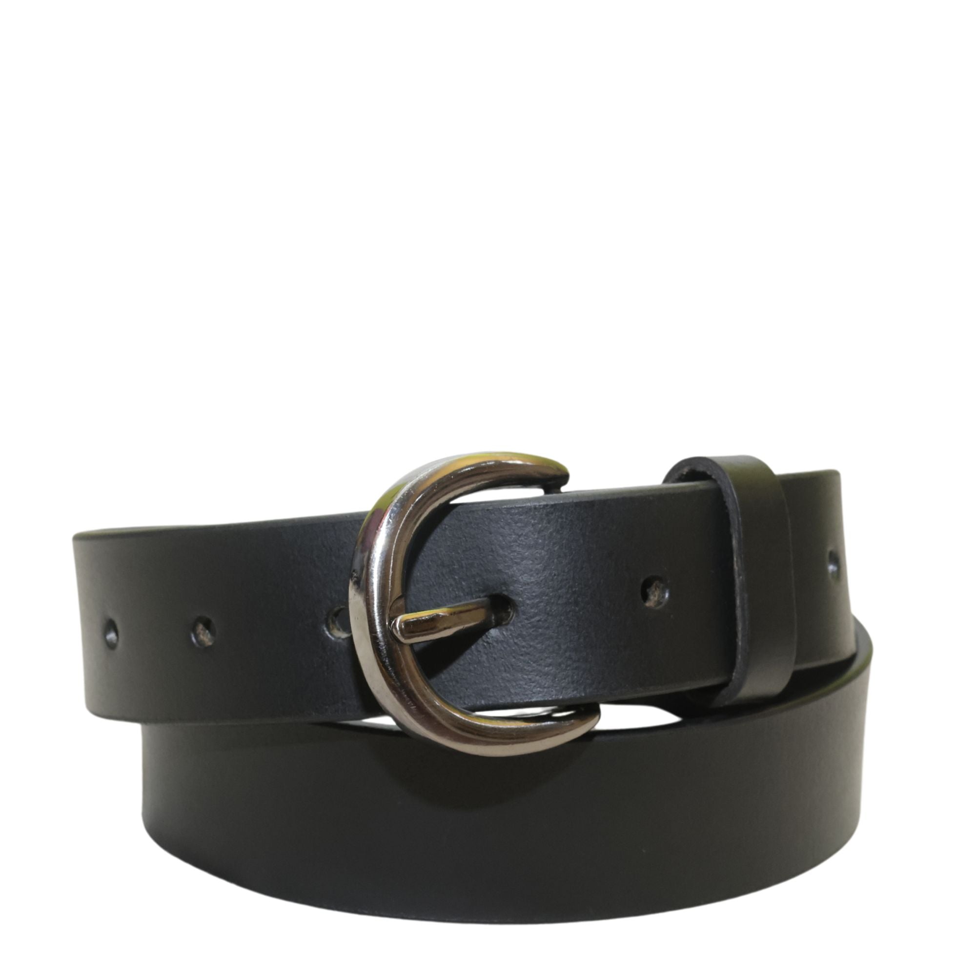 Black Replaceable Buckle Leather Belt