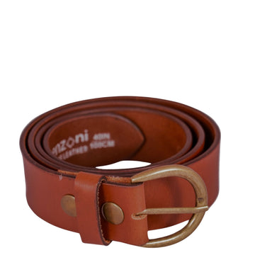 Tan Replaceable Buckle Leather Belt. 38mm width.