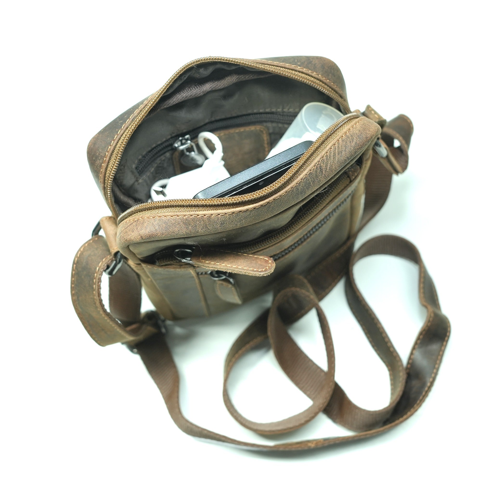 Multi-Zip Leather Crossbody Bag – GWBX102