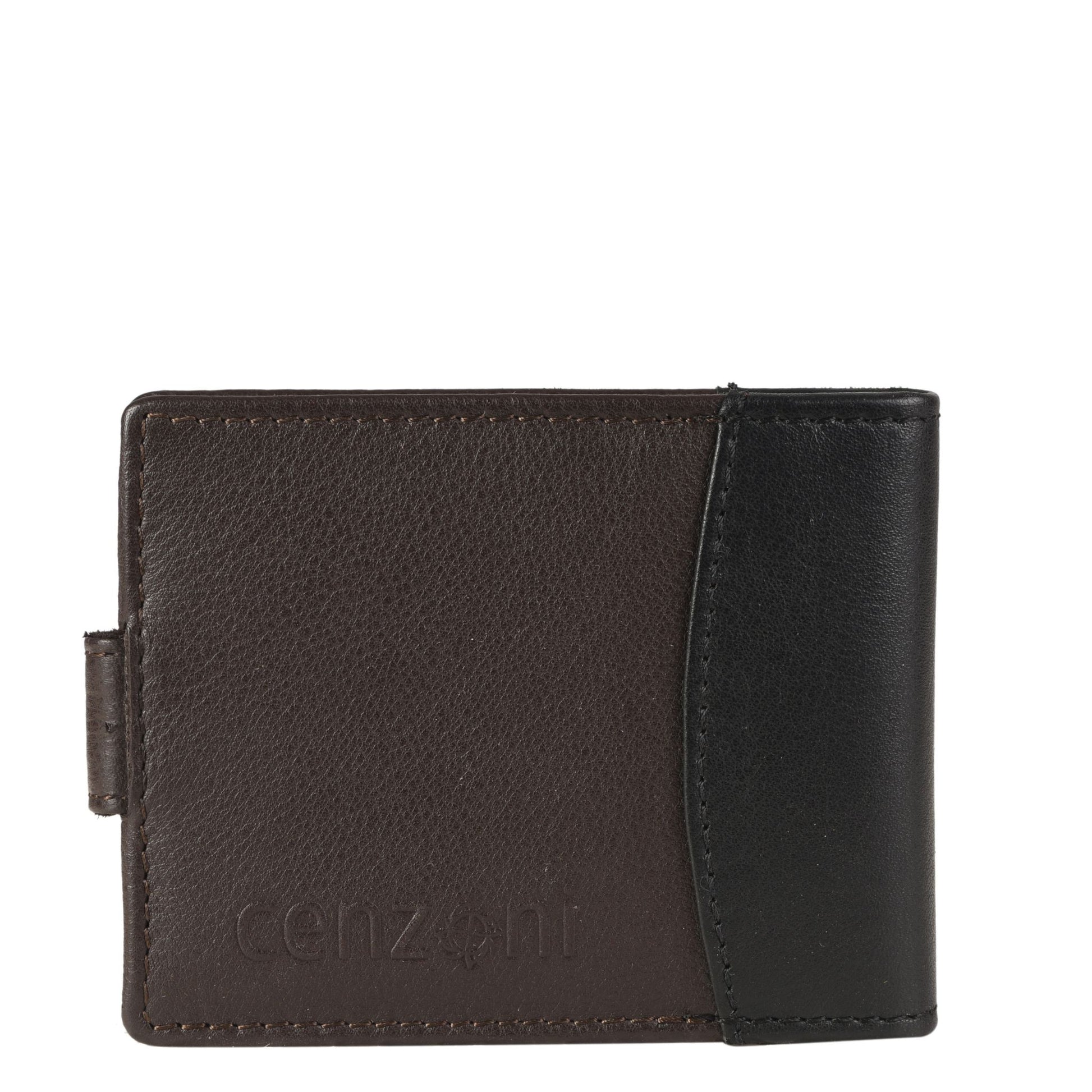 Brown-black leather card wallet backside