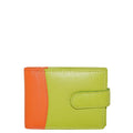 Green-orange leather card wallet frontside