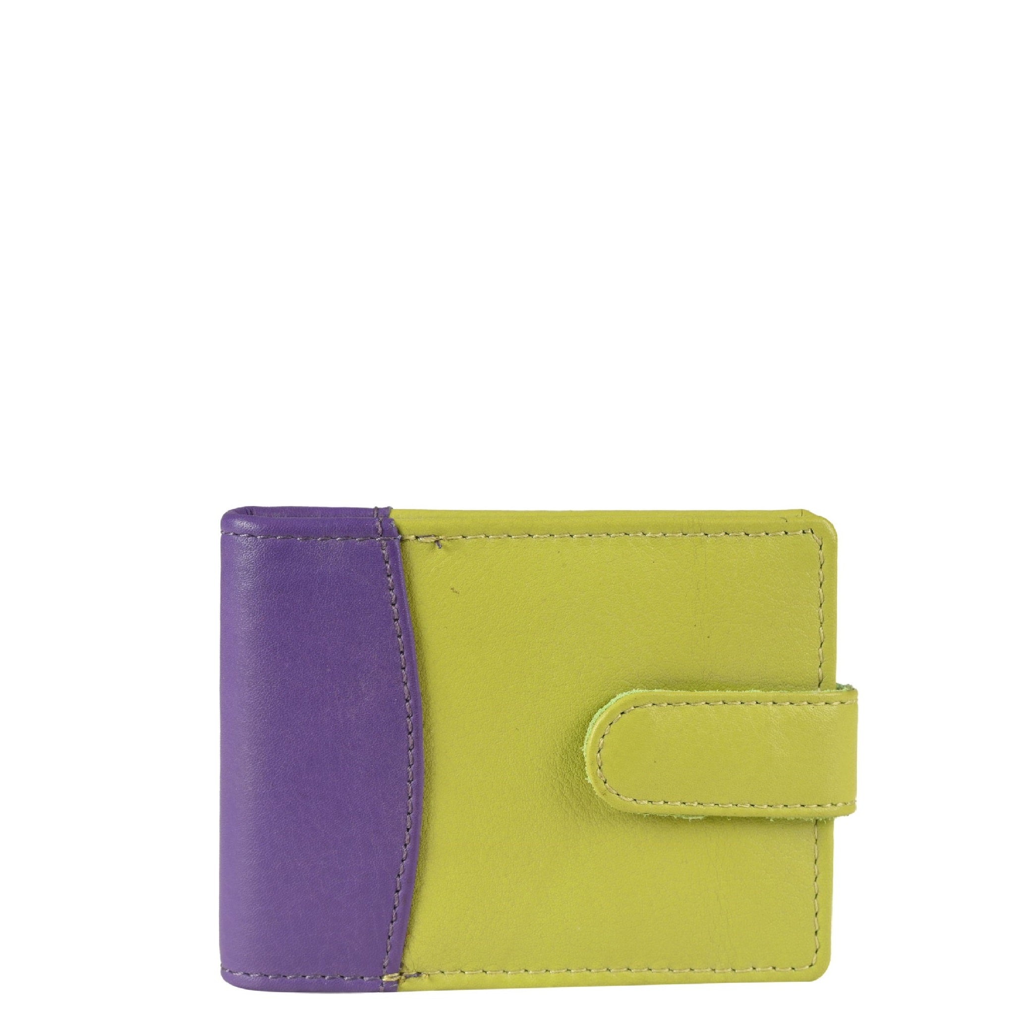Green-purple leather card holder frontside