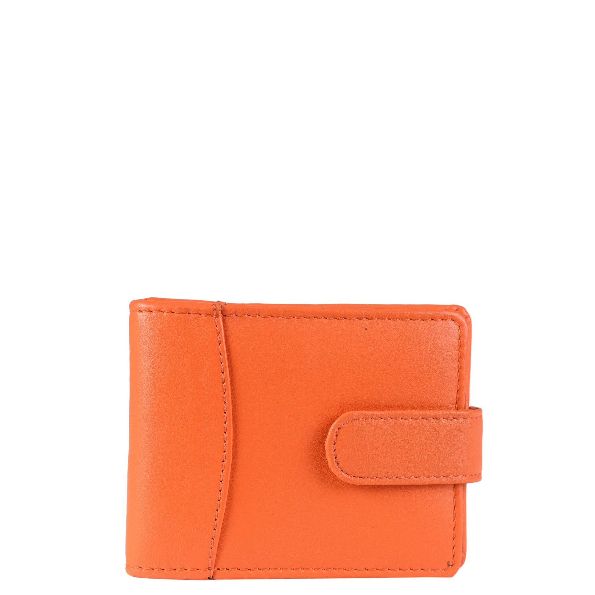 Orange leather card holder frontside