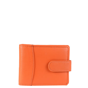 Orange genuine leather RFID card holder wallet front view