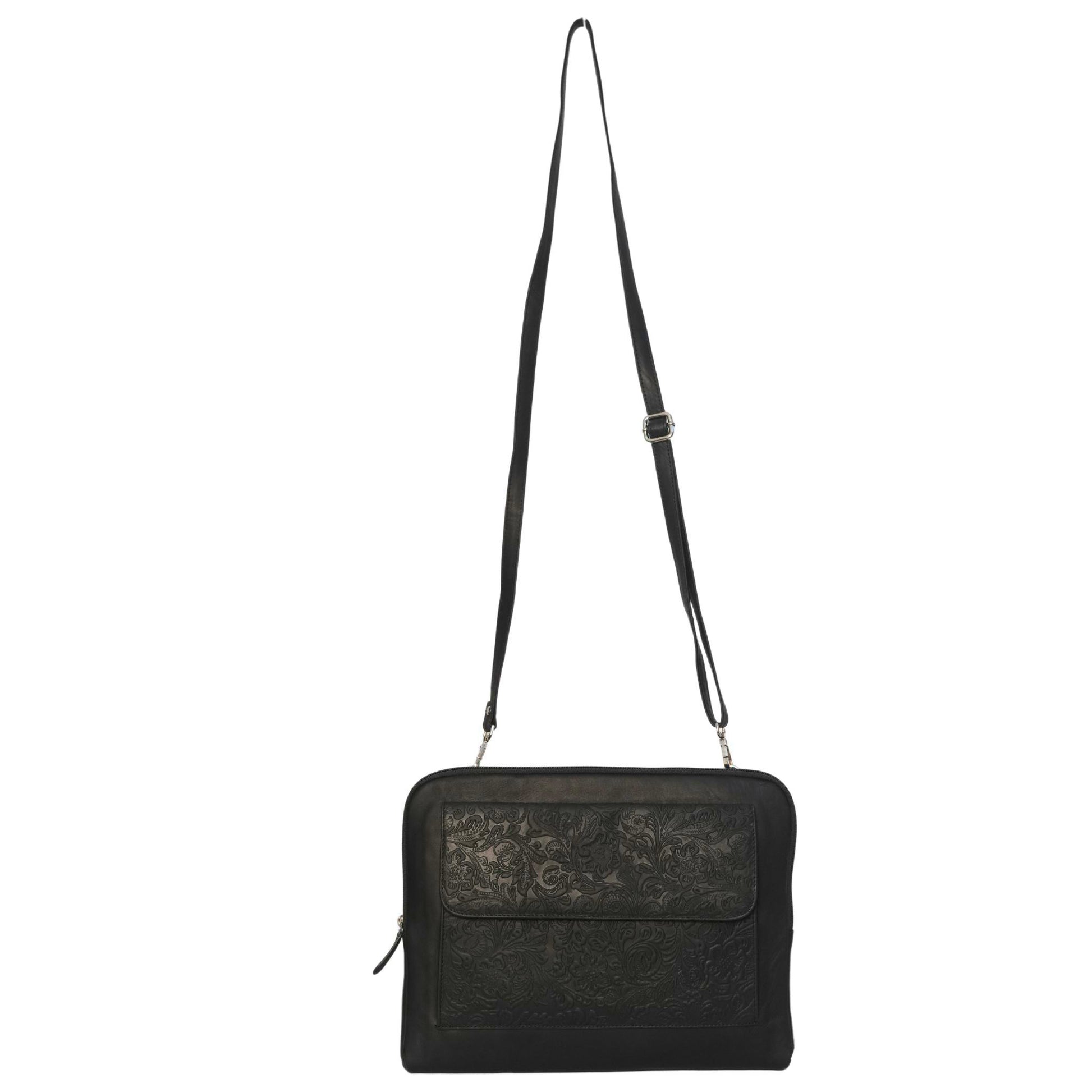Black Floral Laptop Bag EOP536  full view