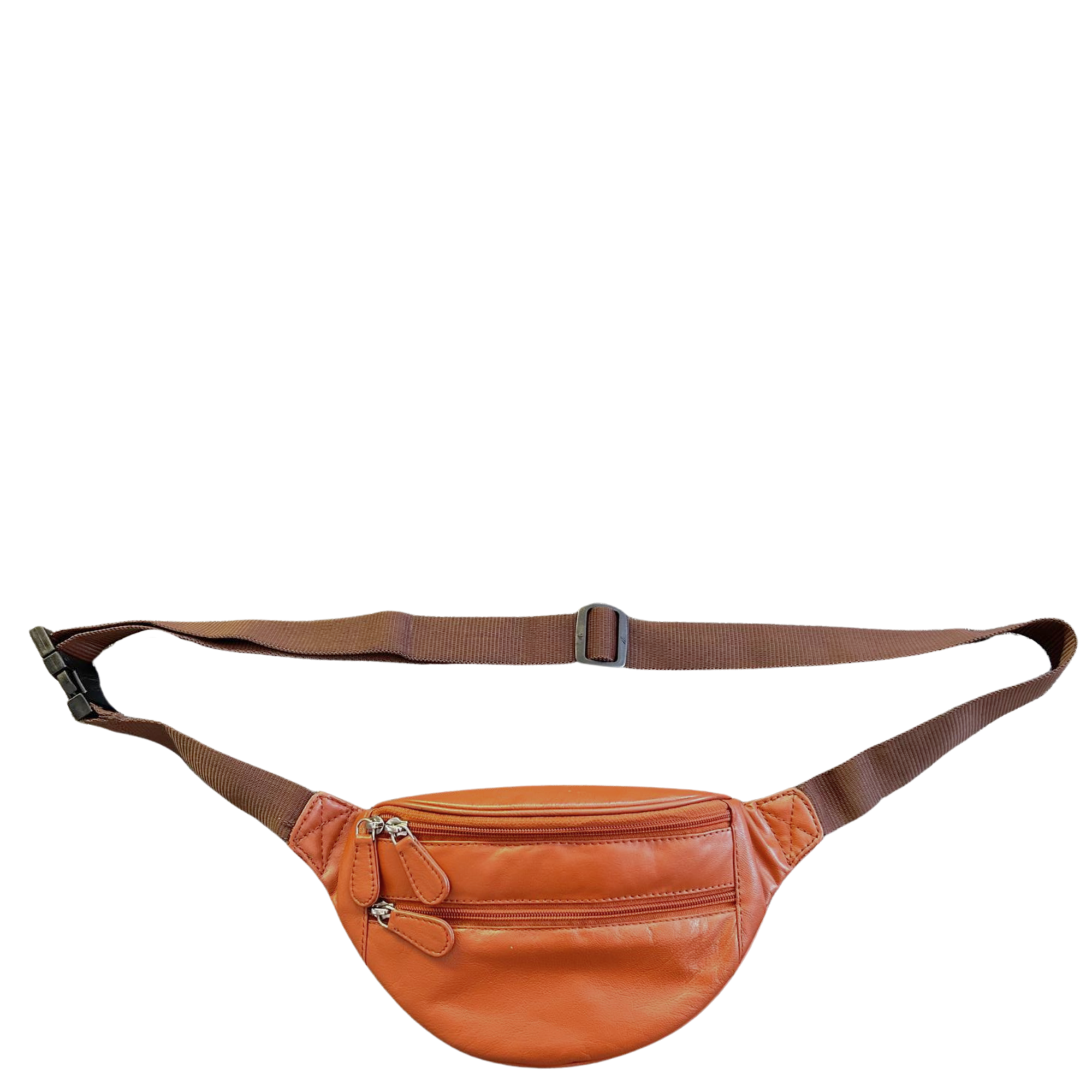 Tan bumbag front view with straps