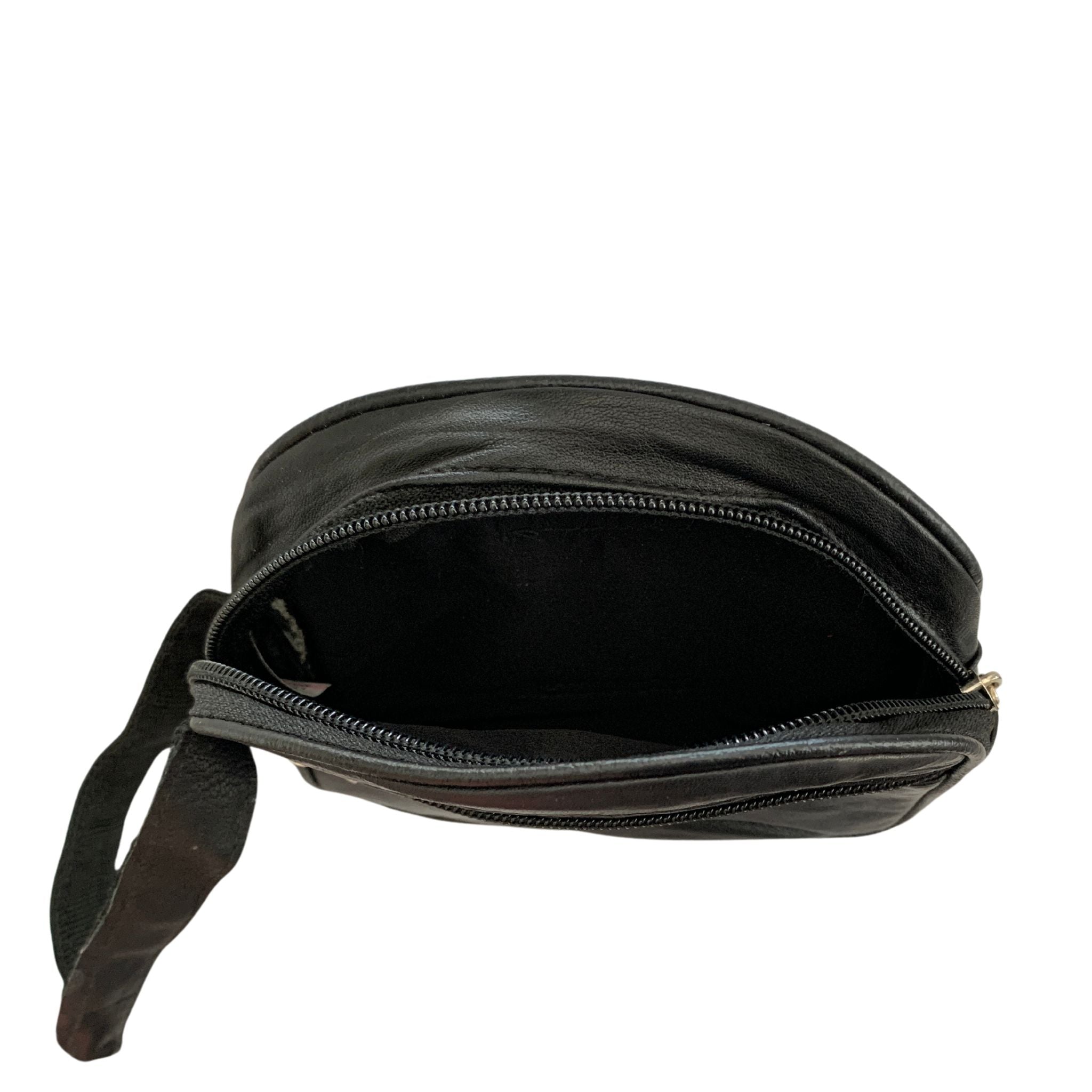 Leather Mini Zip Coin Purse Black HCP02