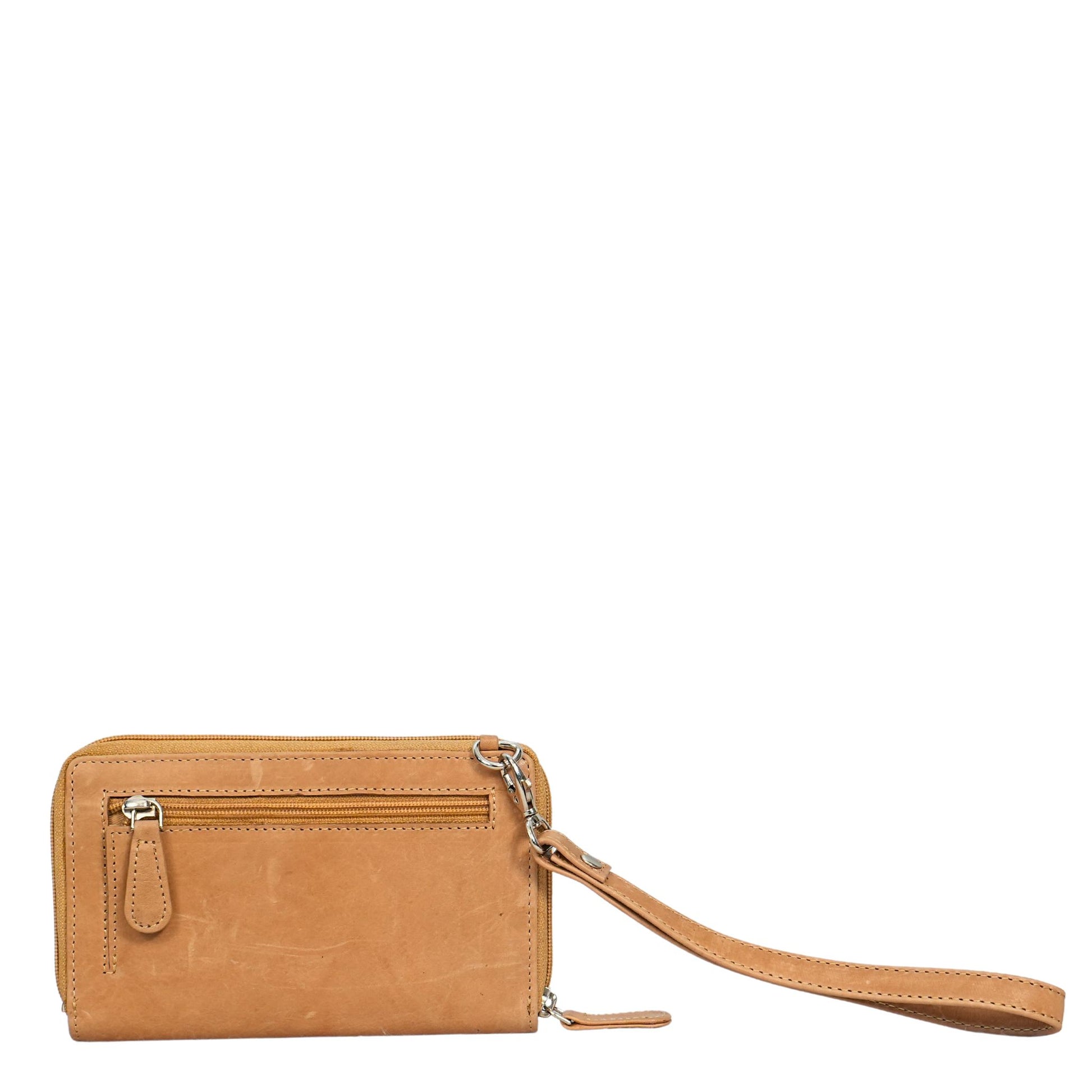 Camel small crossbody bag back view