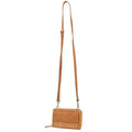 Camel small crossbody bag full view with straps