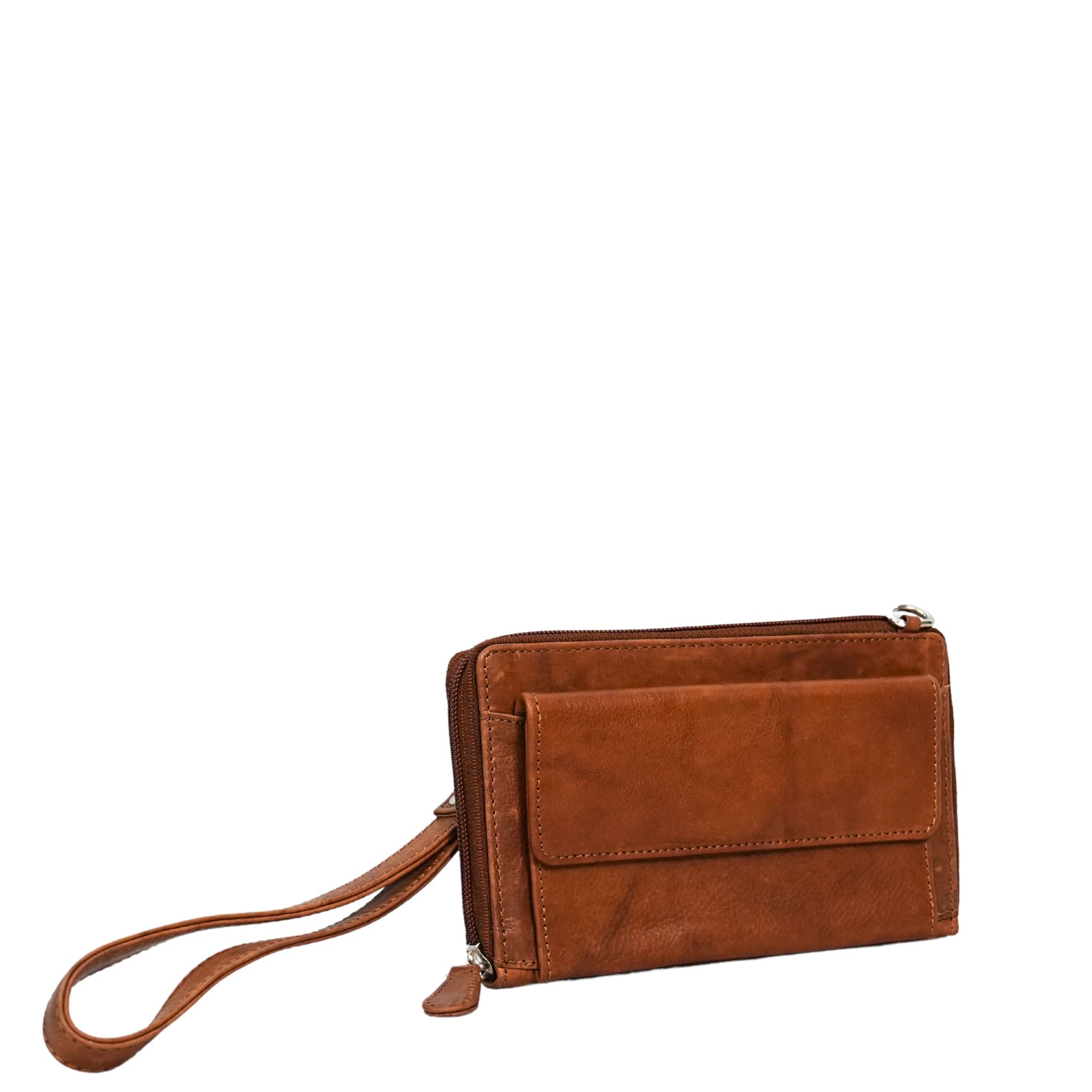 Tan small crossbody bag angle view