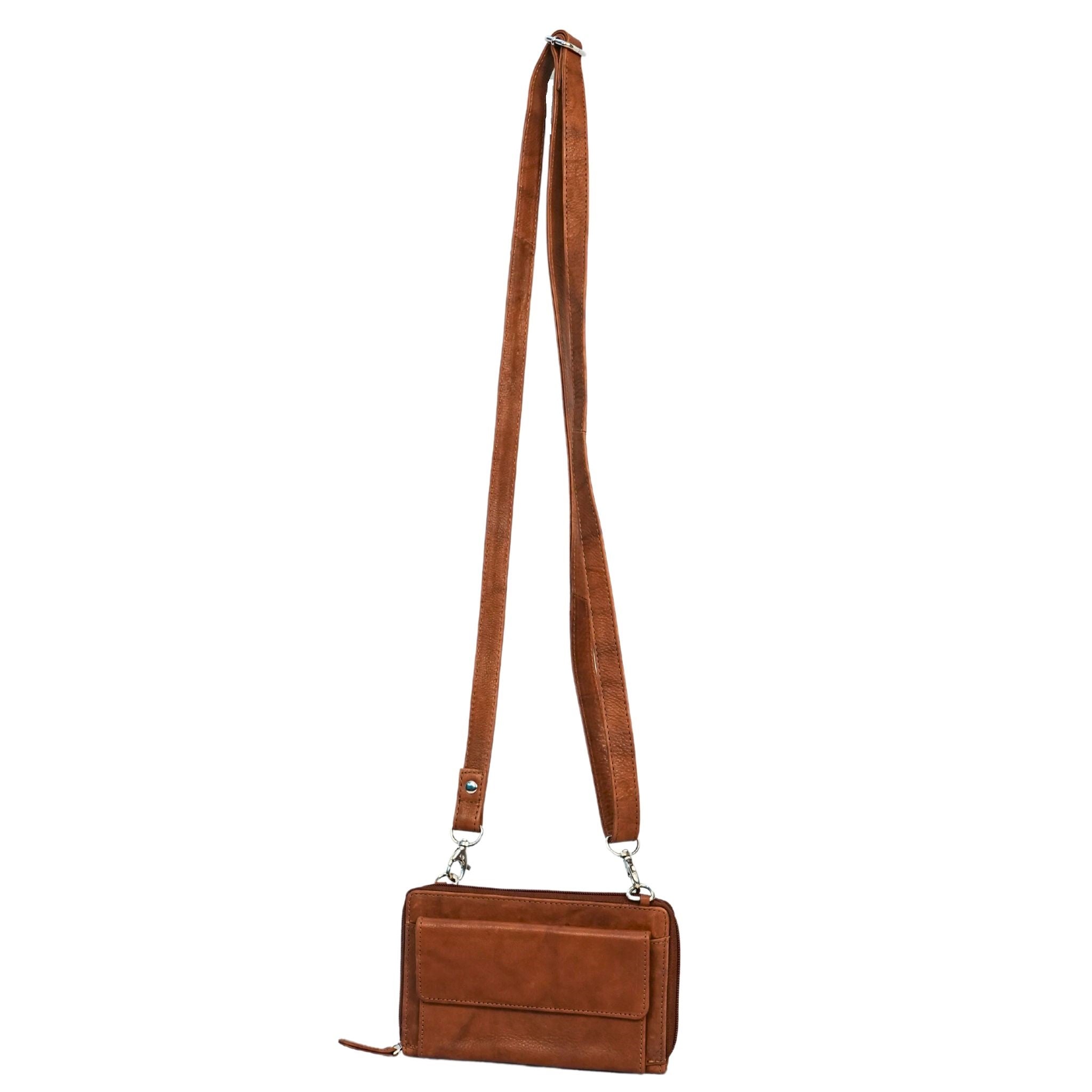 Tan small crossbody bag full view with straps