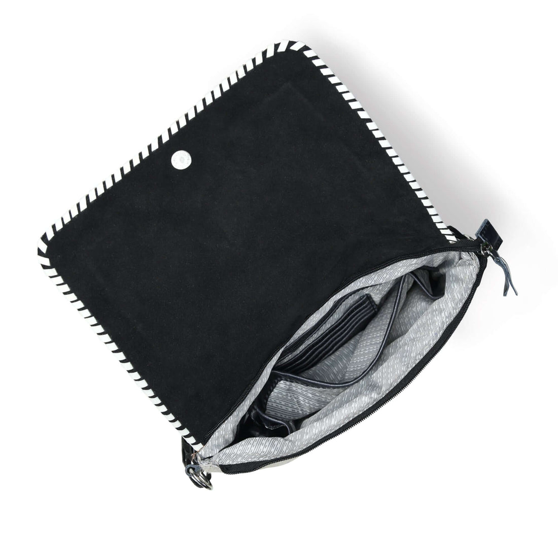 Black tooled leather bag front view