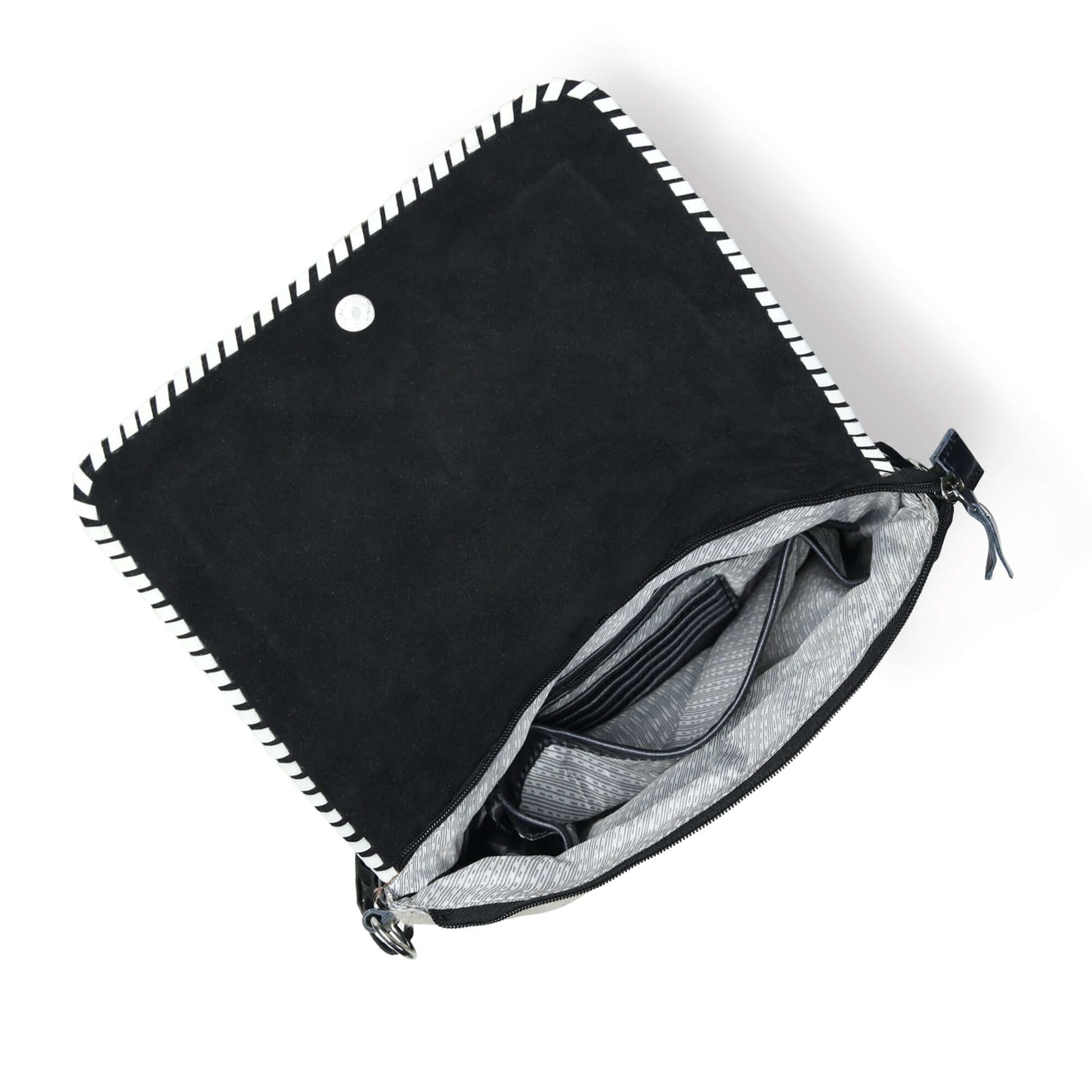 Black toole leather open view