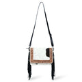 Black tooled leather bag front view