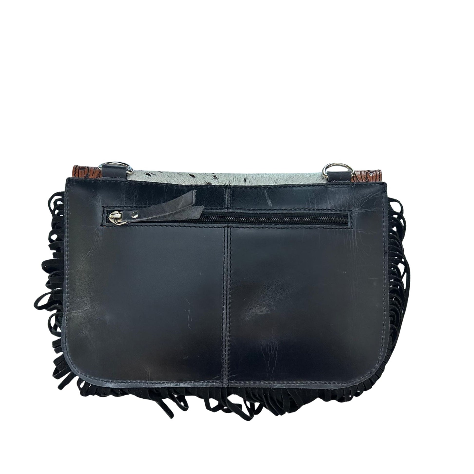  Black cowhide crossbody bag back view