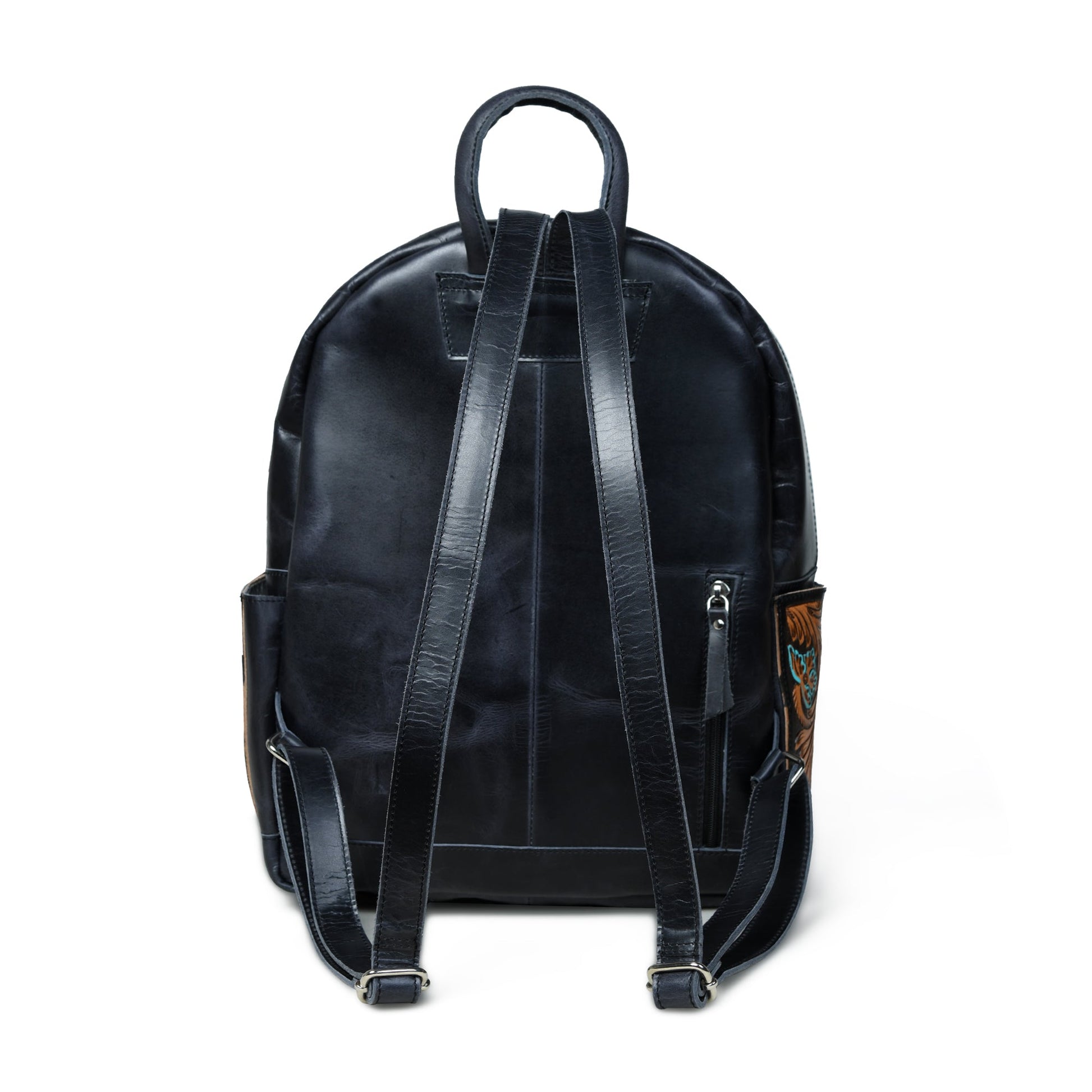 Black backpack back view