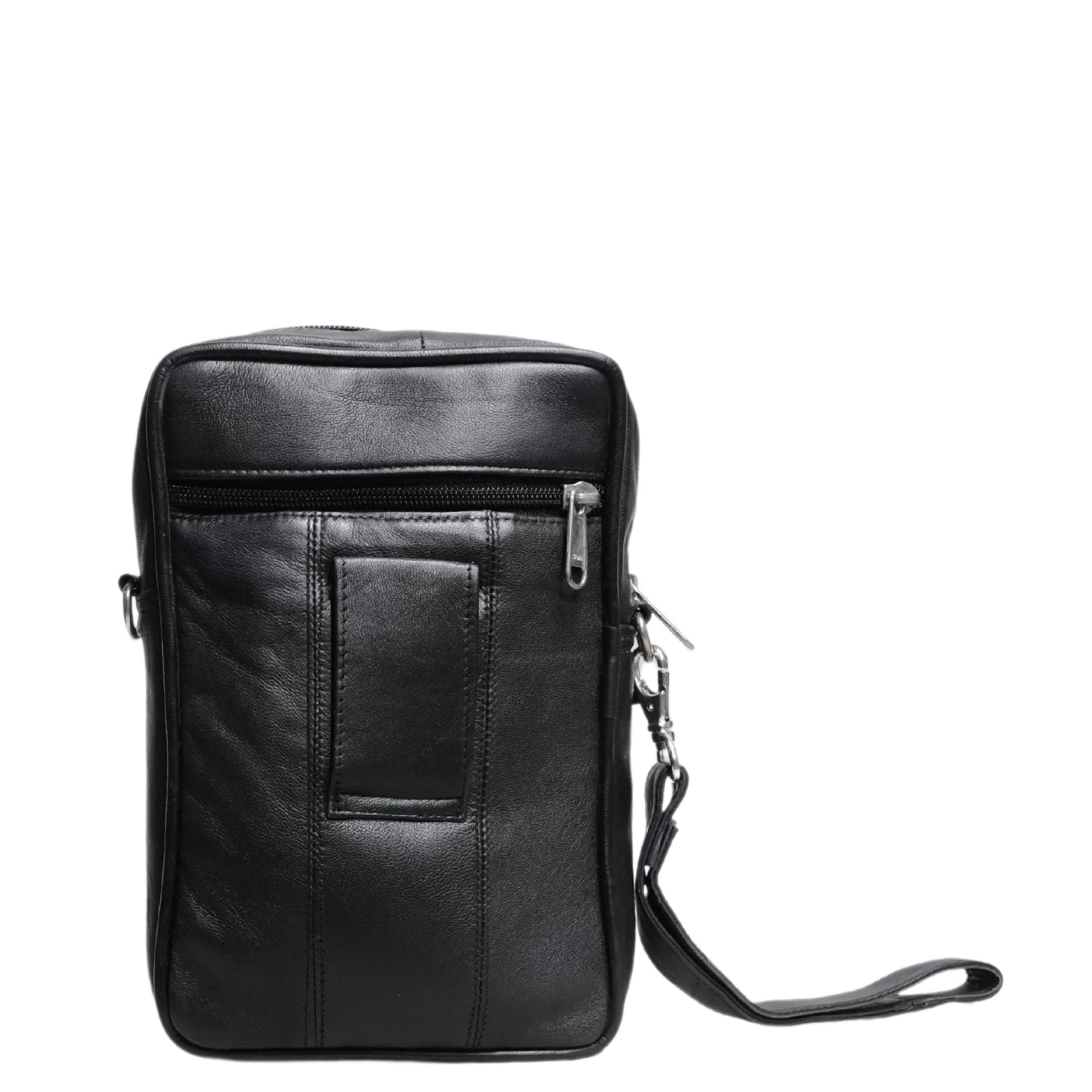 Black Small Leather Crossbody Bag Back View