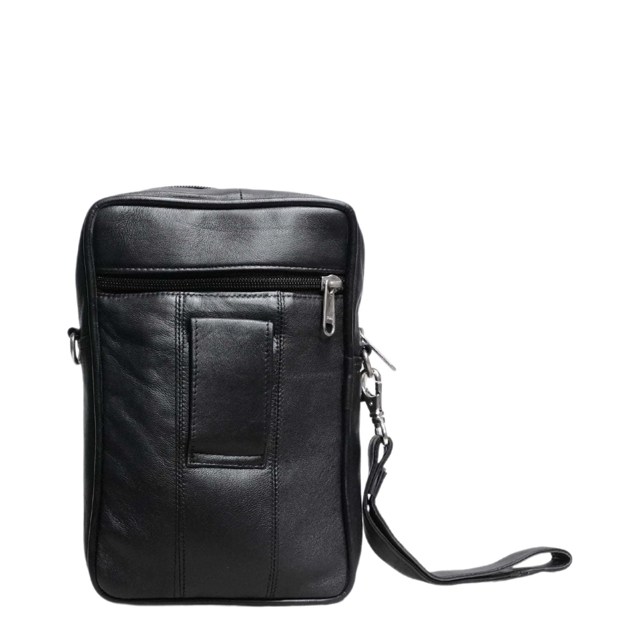 Black Small Leather Crossbody Bag Back View