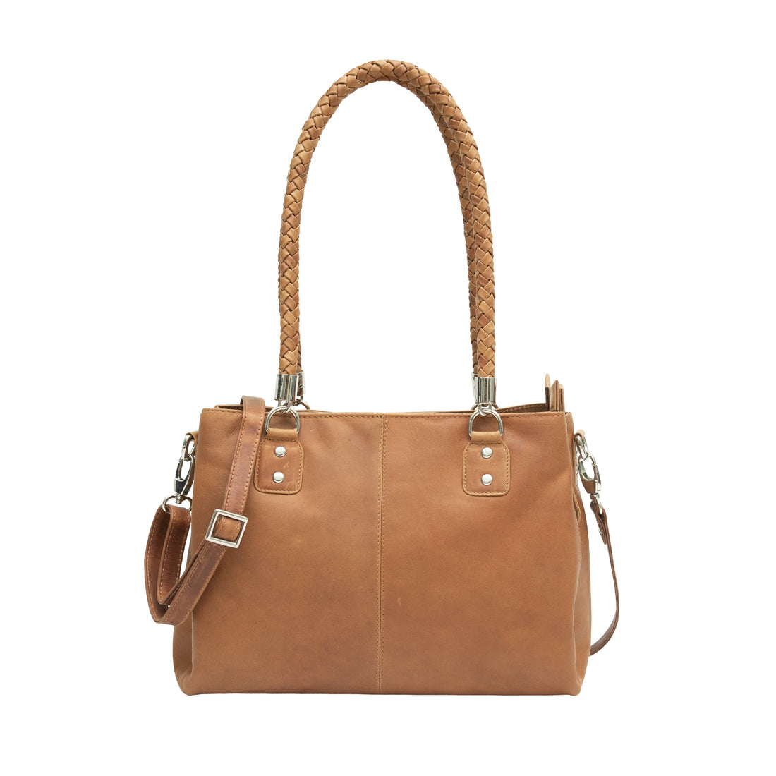 Cenzoni Tan genuine leather crossbody and shoulder bag – front view