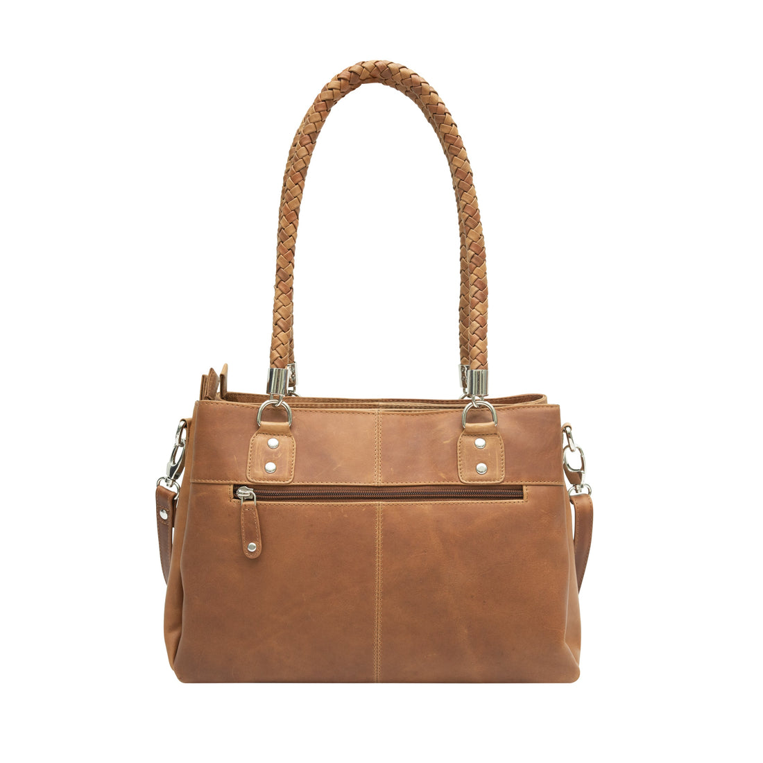 Cenzoni Tan genuine leather crossbody and shoulder bag – front view