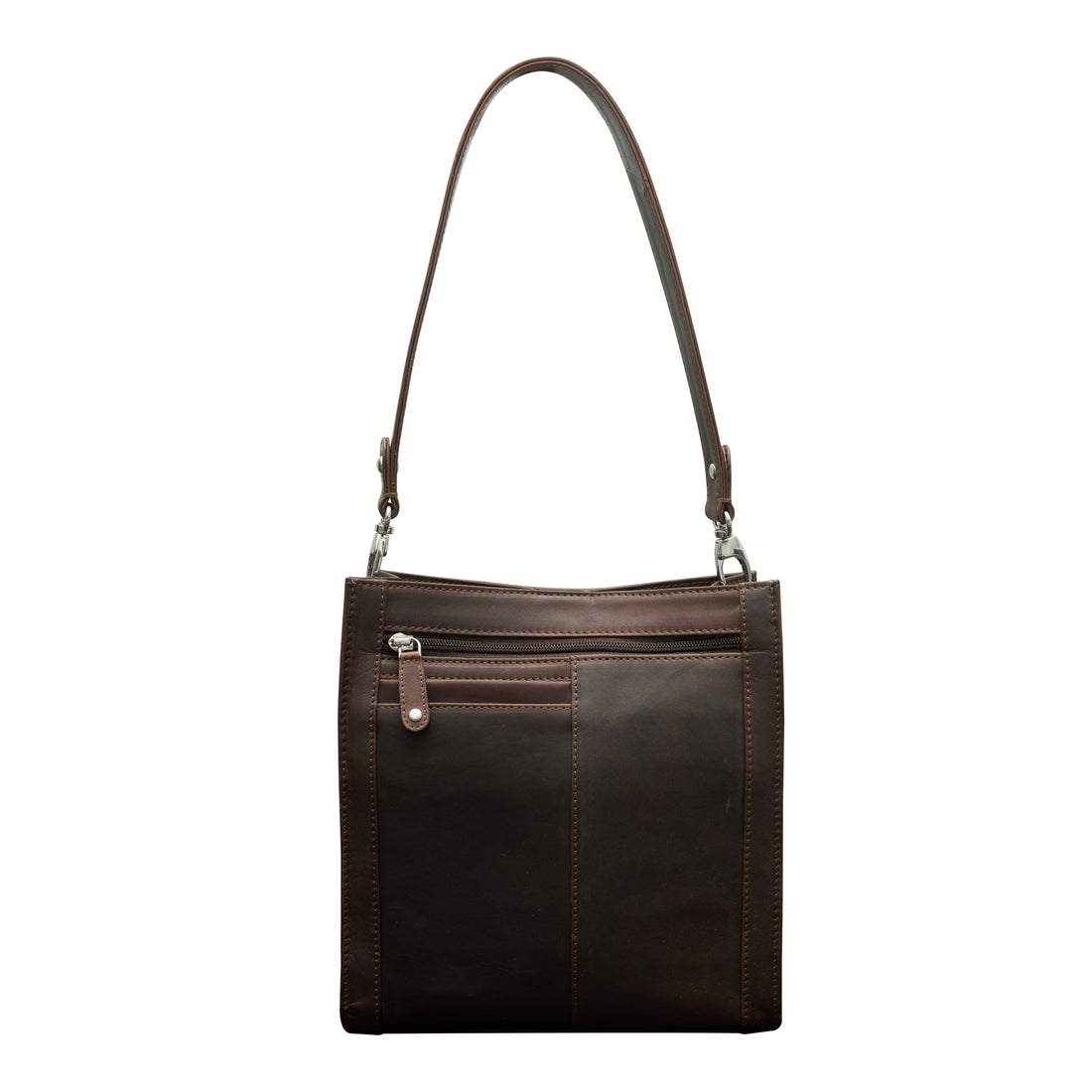 Cenzoni OPLB70 genuine leather crossbody bag in brown - front view