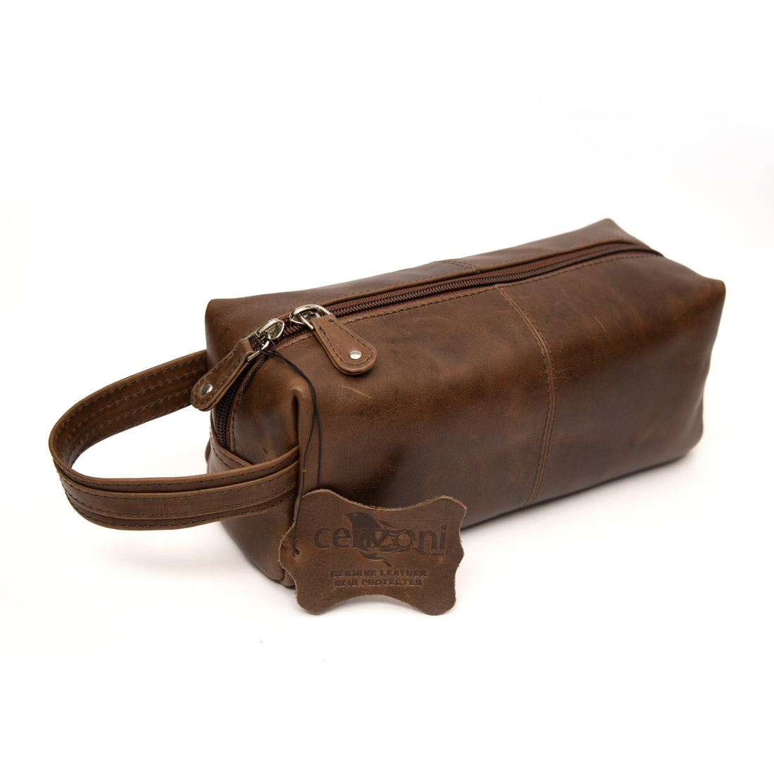 Cenzoni Fashions Brown leather toiletry bag
