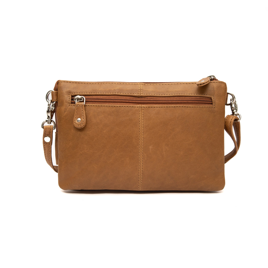 Tan leather small women's crossbody bag front view